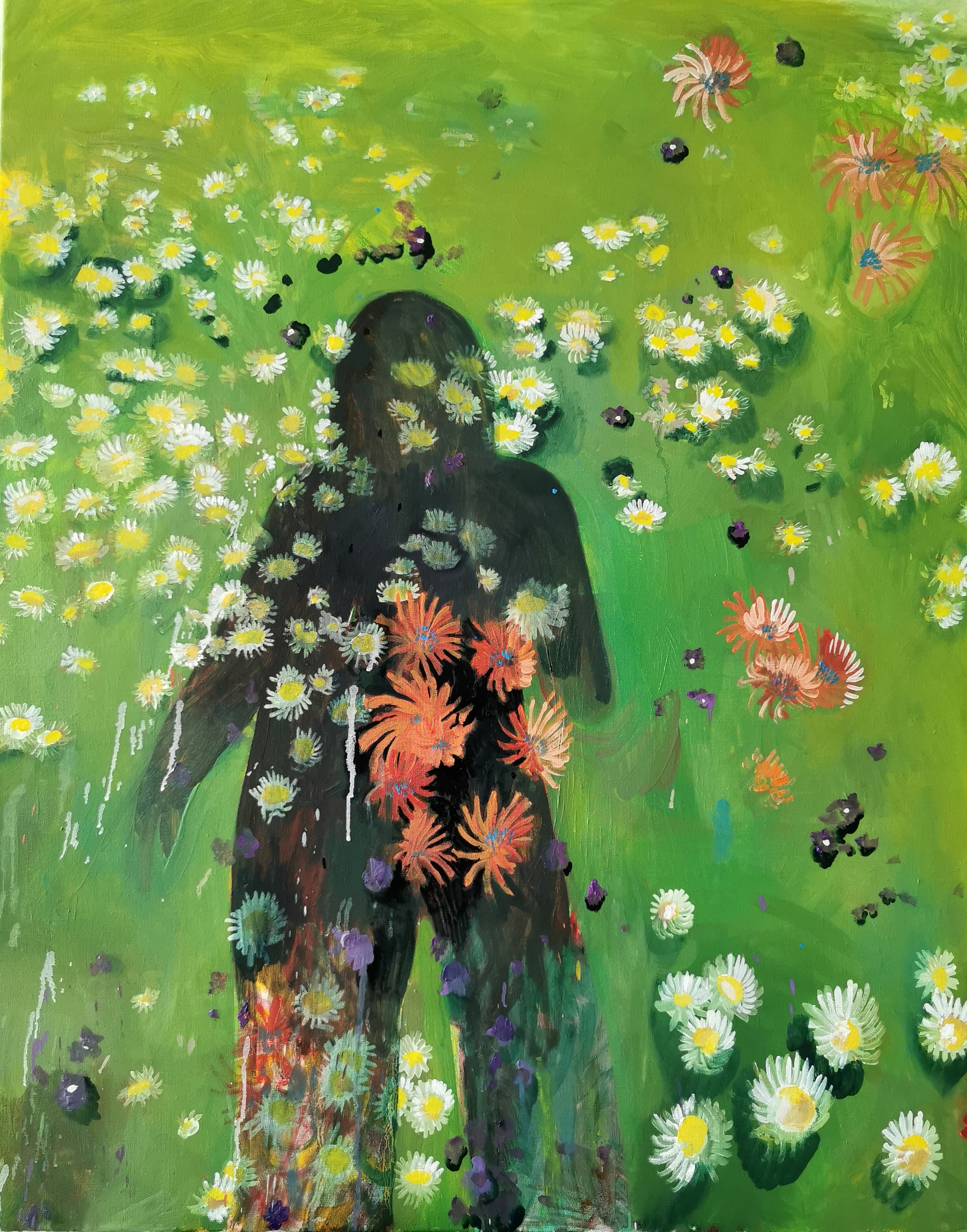 Field of flowers, acrylic and oil on canvas, 100/80 cm