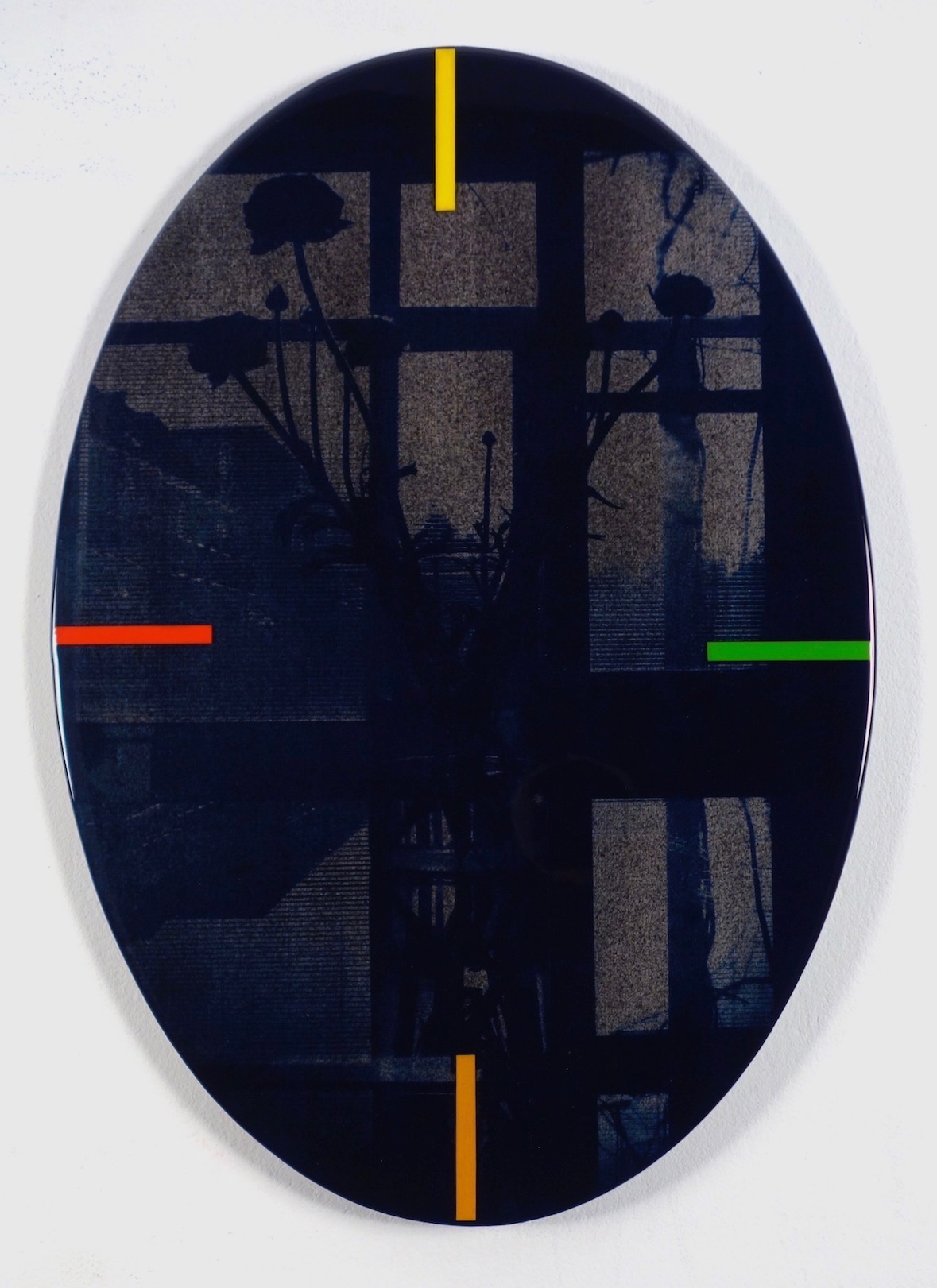 Untitled 2016, cyanotype, acrylic and epoxy resin on paper/aluminium, 36 x 25 cm