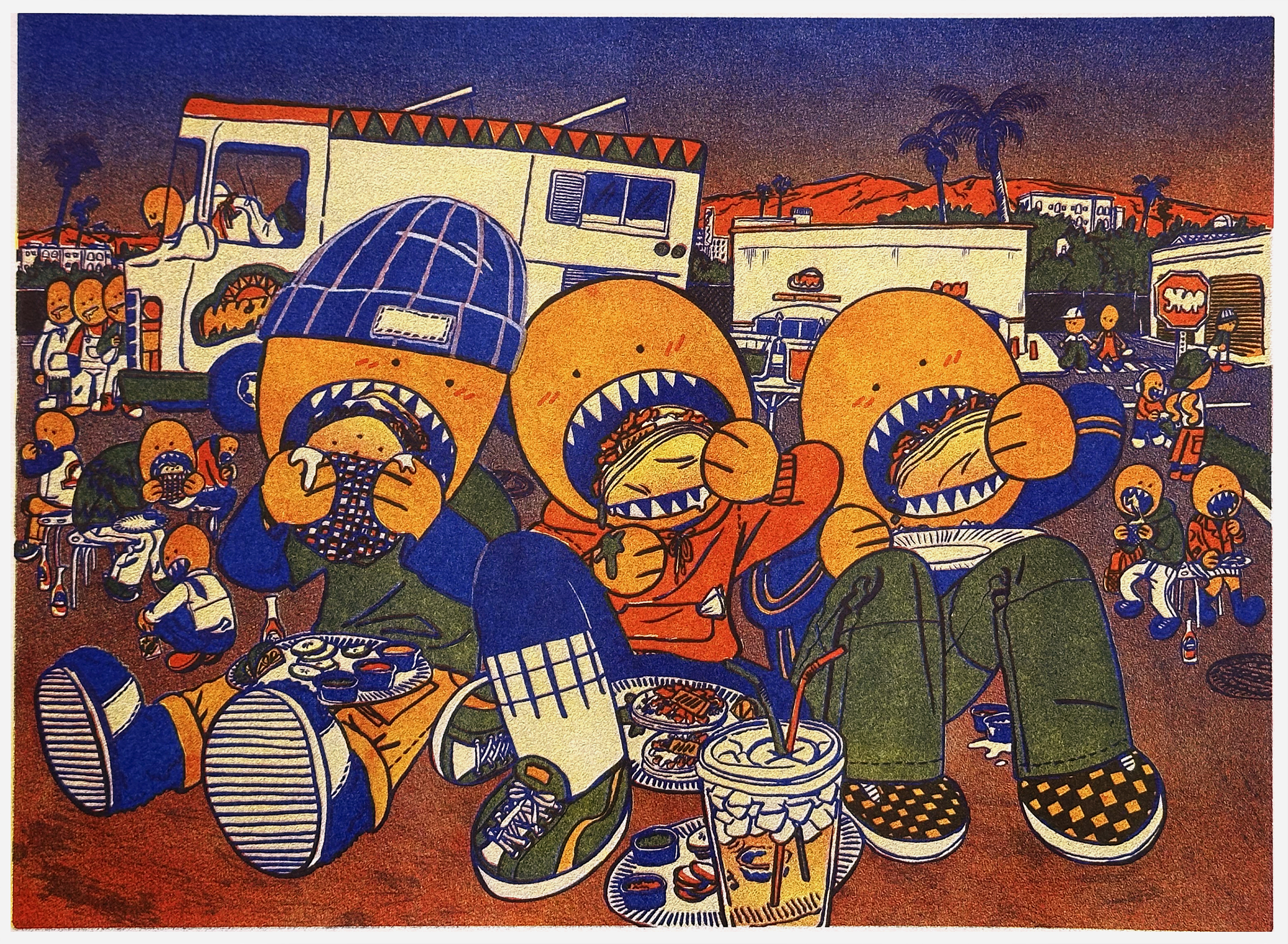 [slop time: LA] printed at monster workshop with yellow, red, & medium blue