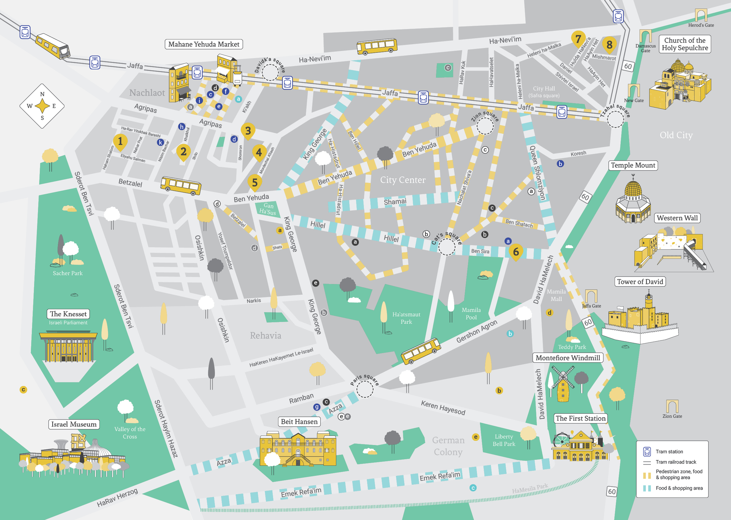 Illustrated map of Jerusalem