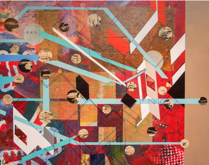 “I Want a House Somewhere and a Plane to Go There” 2013 Mixed Media on Vinyl 120x150 cm