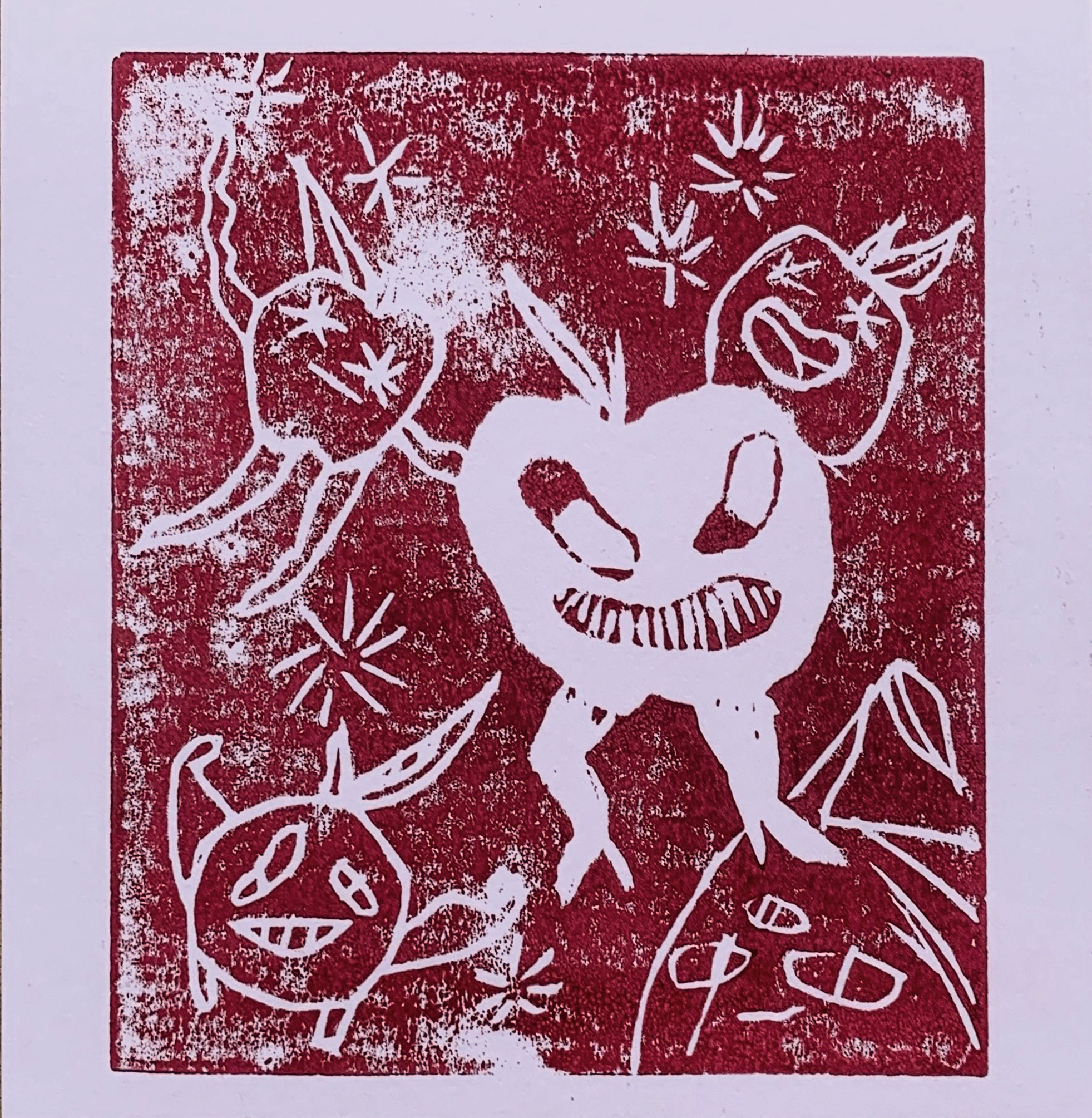 2020, linocut, 6" x 6"