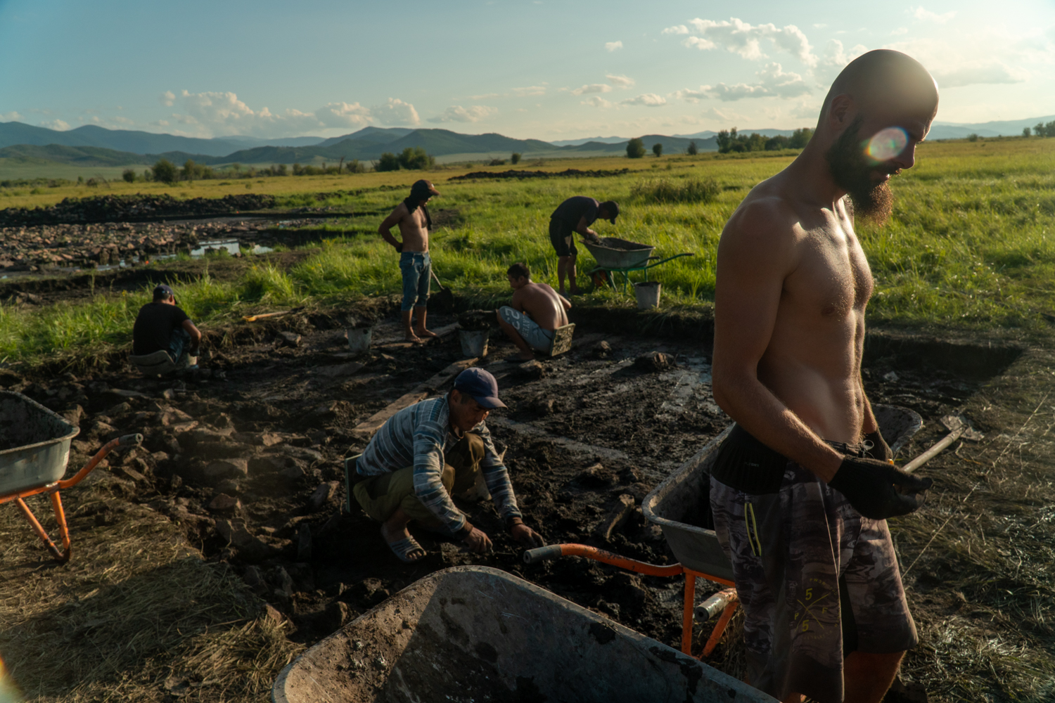 Archaeologists excavate in squares to gather stratigraphic information (a recording of the sequence of layers).