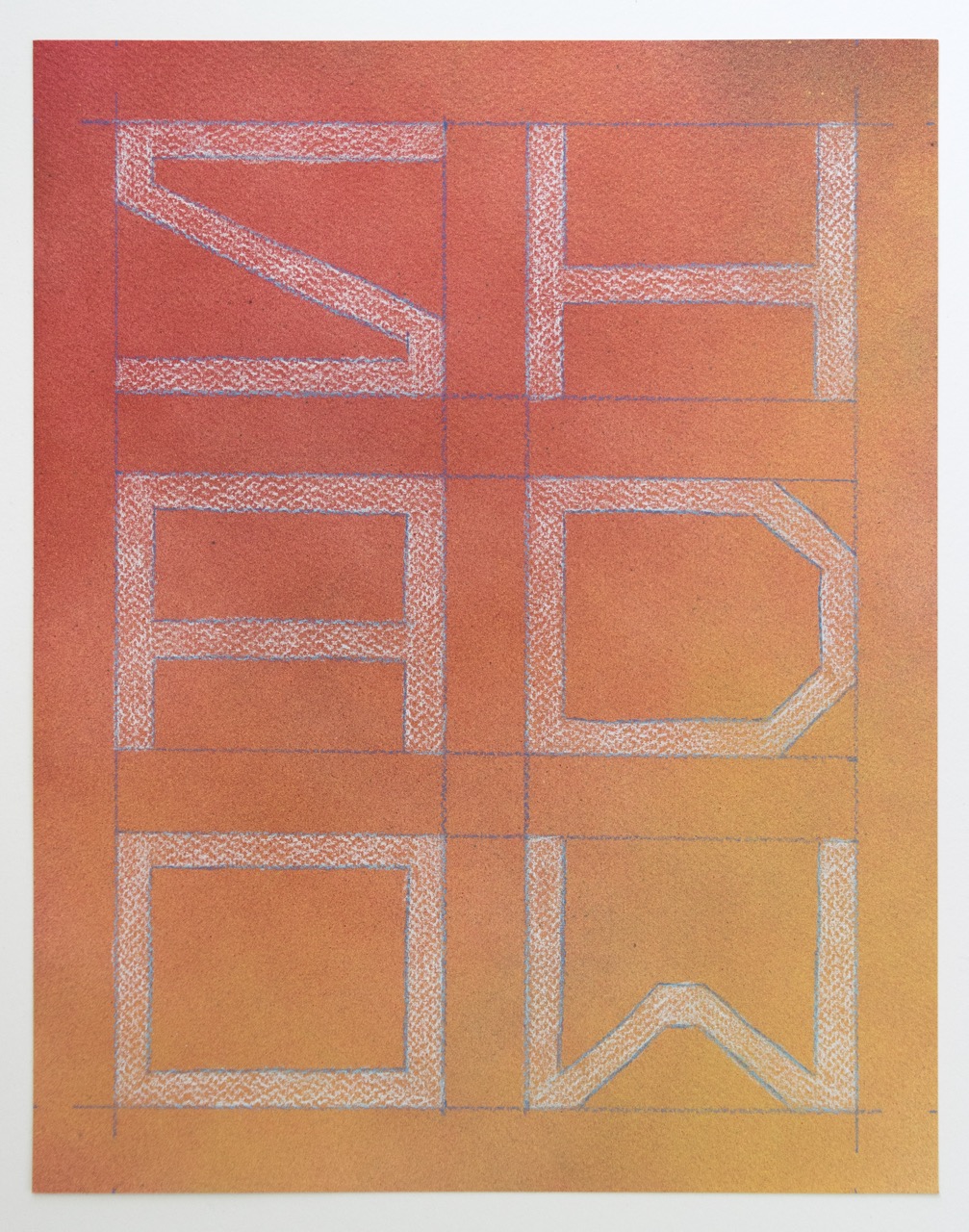 Leave The Light Off (Shadow) Enamel, colored pencil, watercolor paper 11 x 14 inches 2017