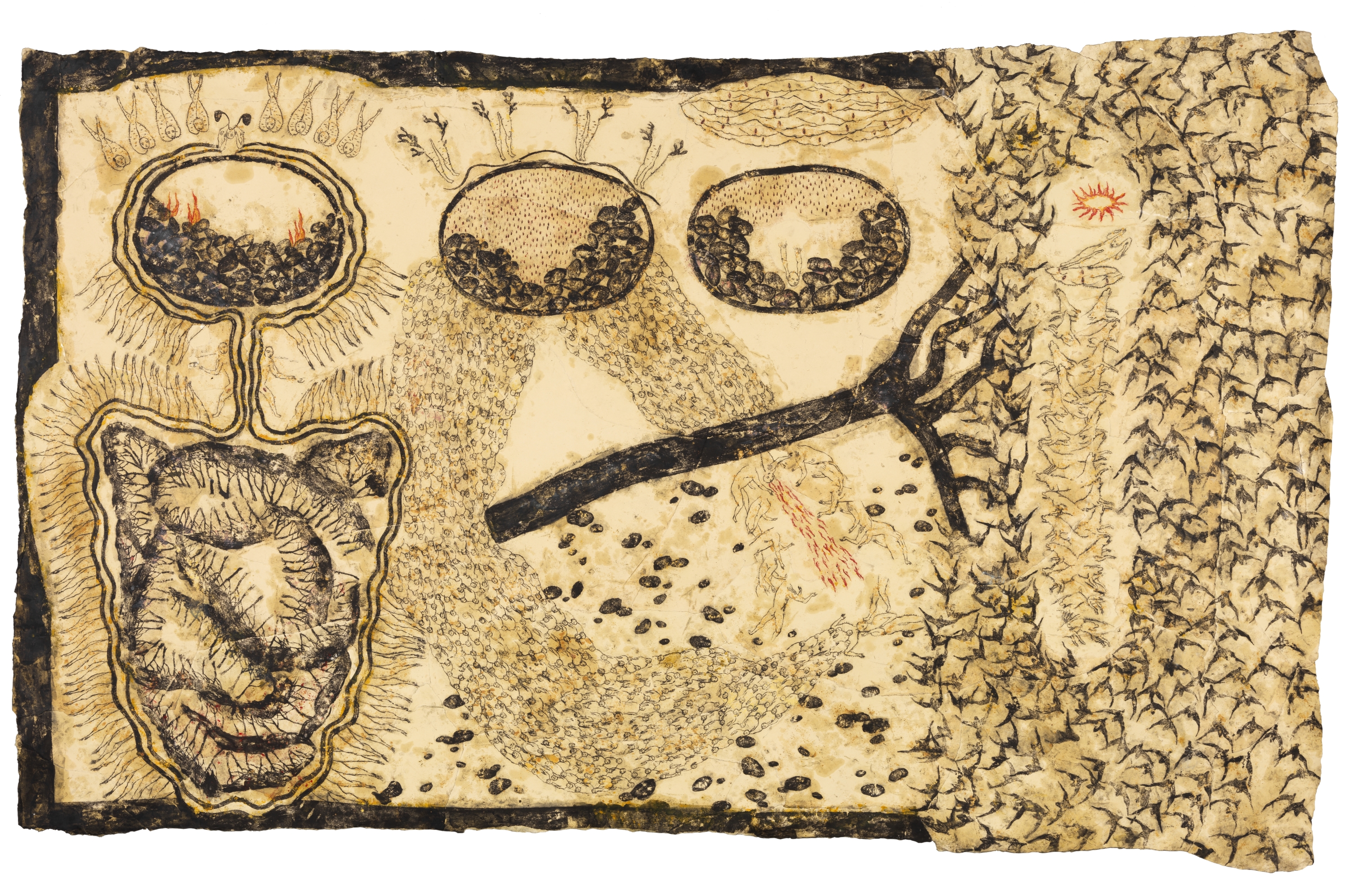 Concavi i  Fissi, 200x313 cm, technique mixte sur papier, 2006