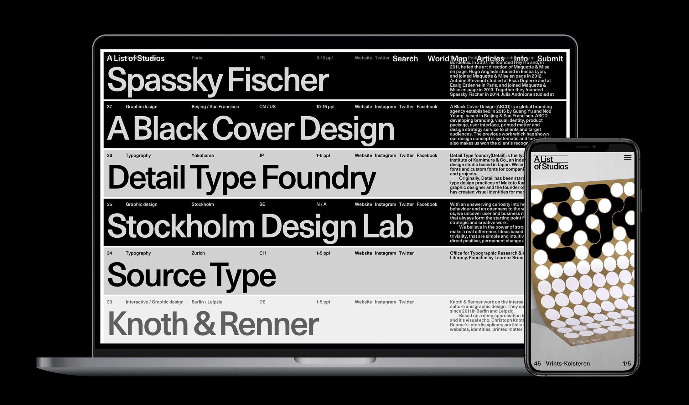 A List of Studios, Website (WIP). With Counterfeit