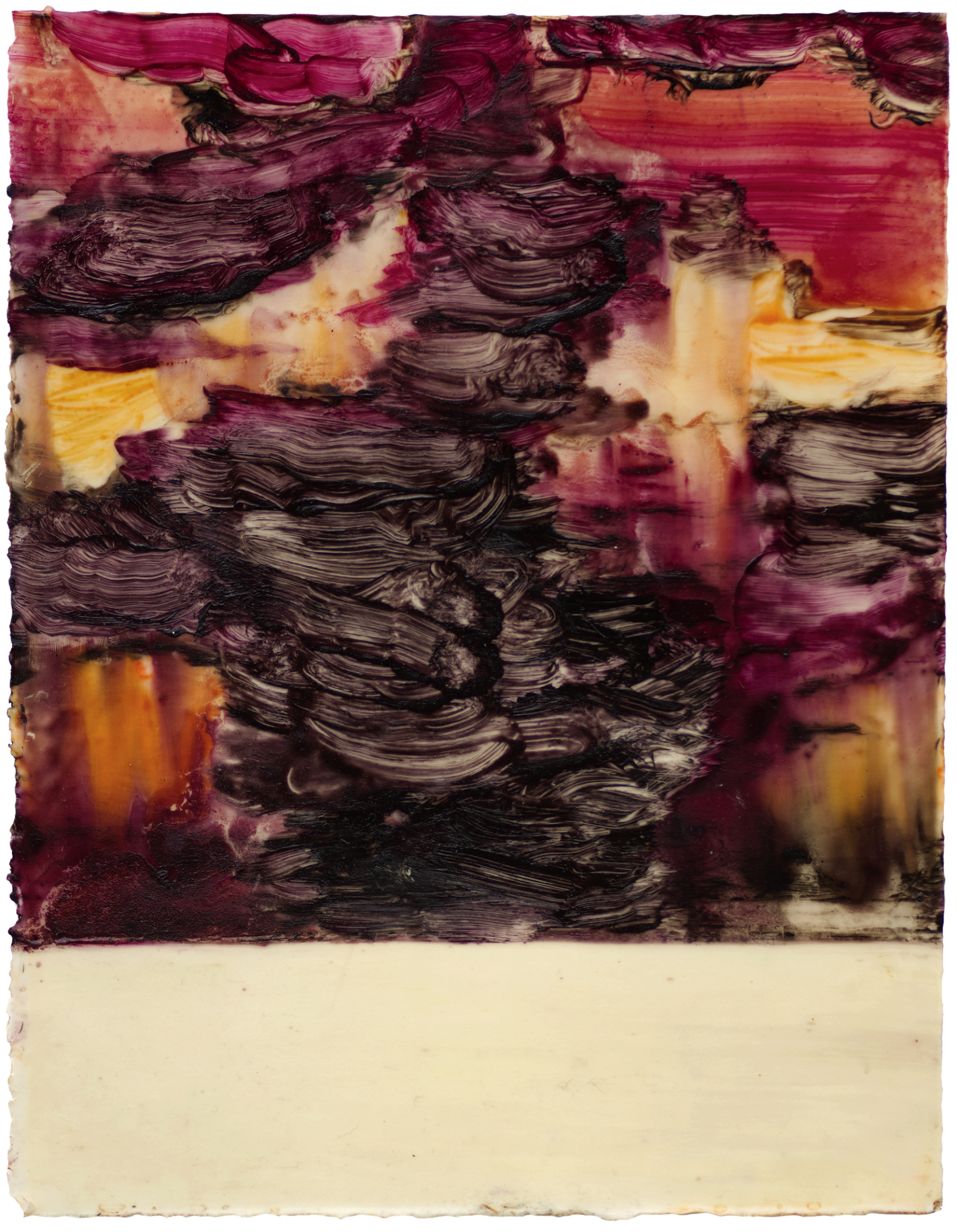 Ceromancy 2, oil and wax on paper, 45x36 cm, 2022