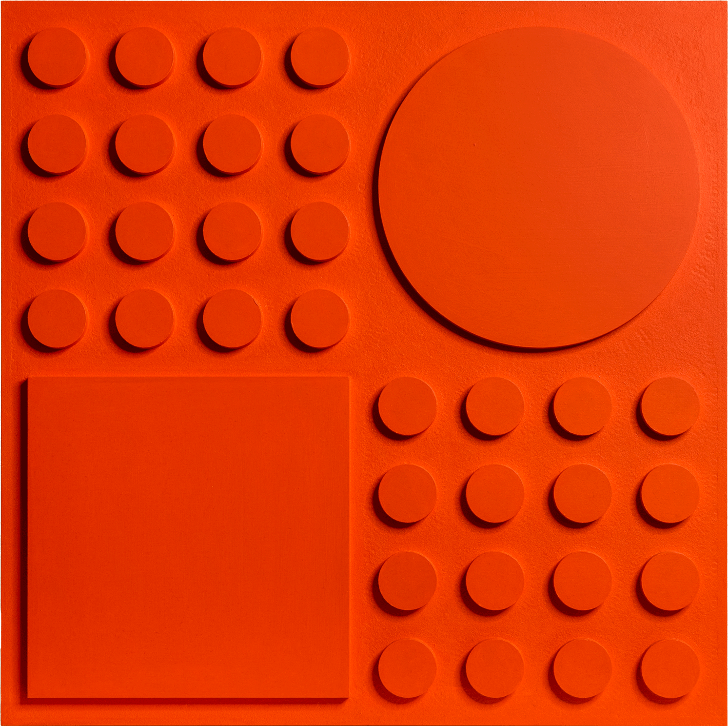 Monochrome Landscapes II. Cadmium Orange Hue 3 / Series of acrylic paintings on fibreboard 2021–2022 / 50x50 cm