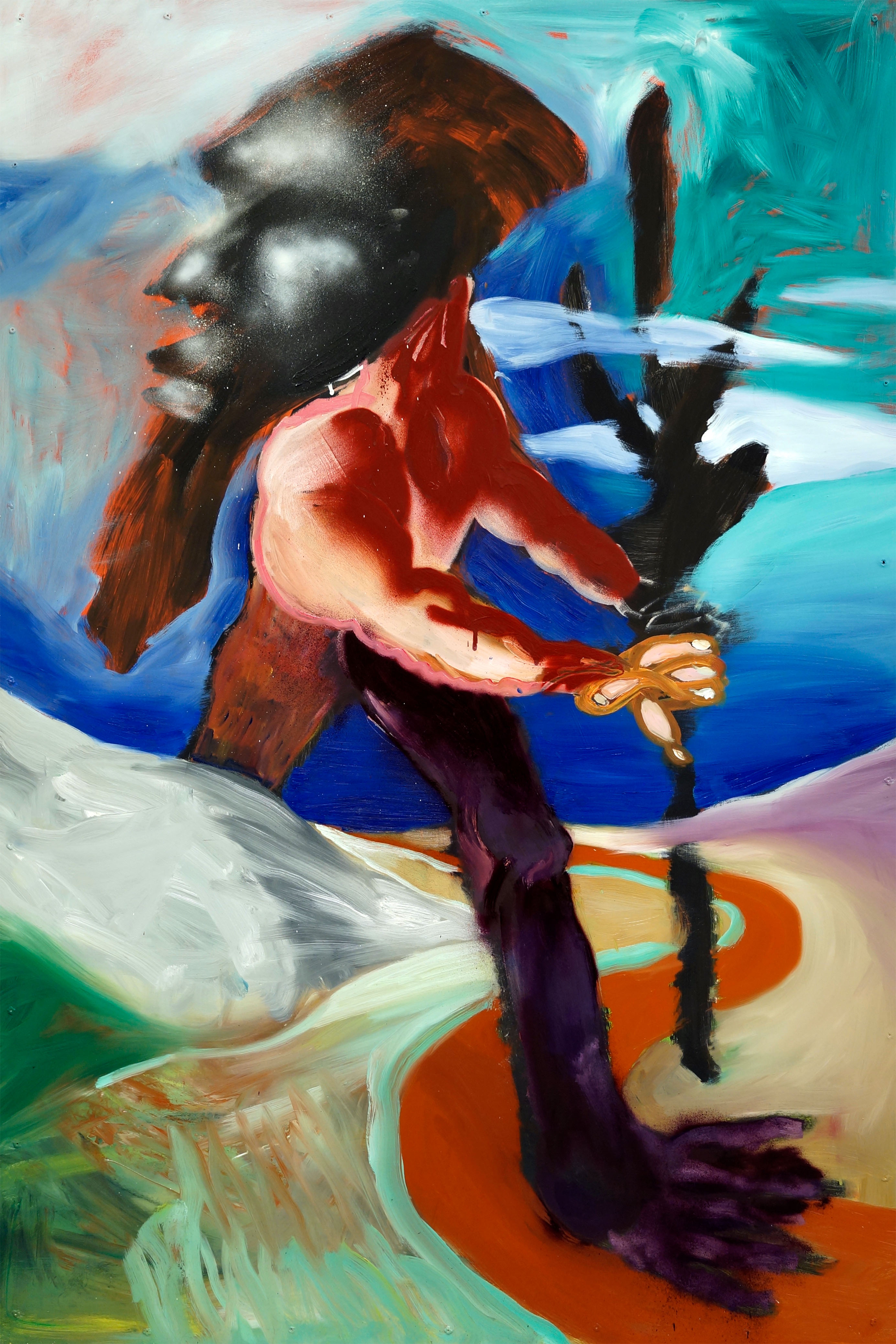 Lo Sciamano del Toysmooil and spray paint on wood, 150x100cm, 2016