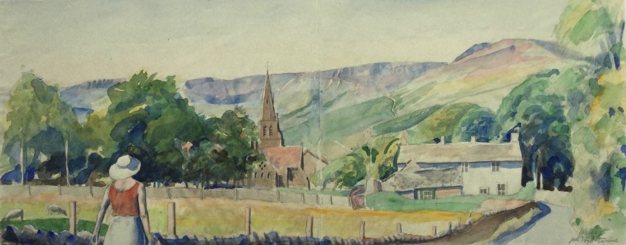 Langs de de weg in Wales 1998 - watercolor 22x53 cm