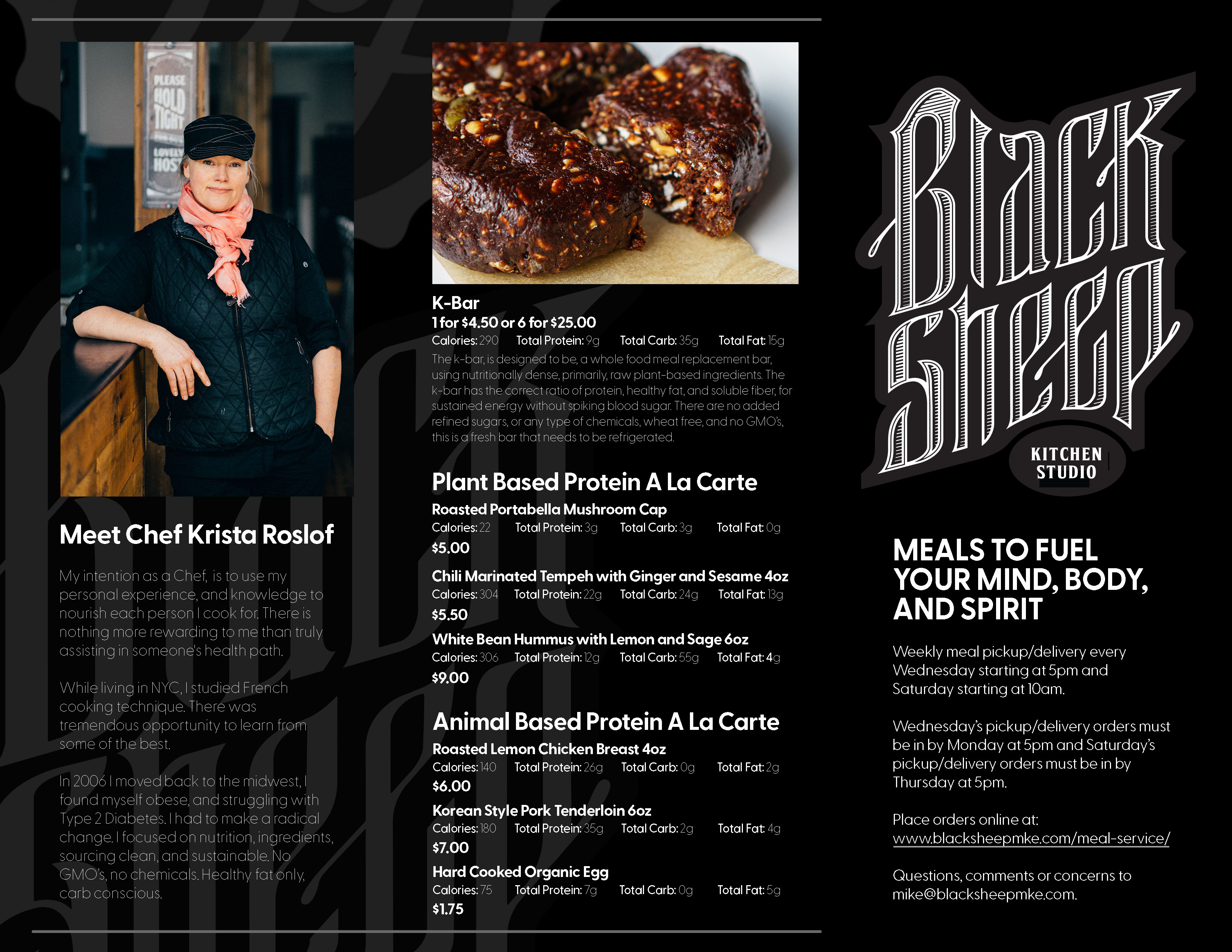 Tri-fold menu outside