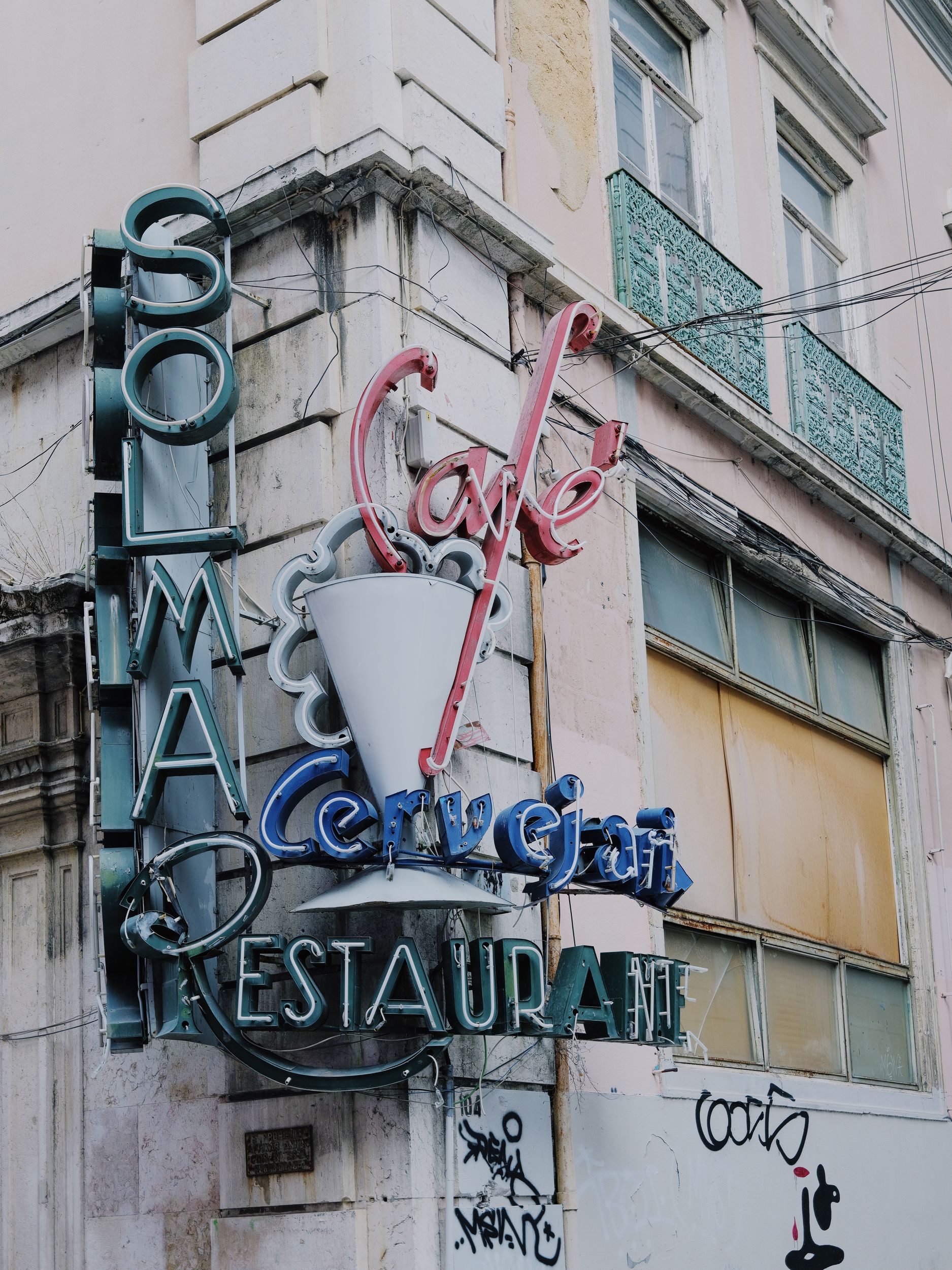 Dilapidated neon sign, Lisbon