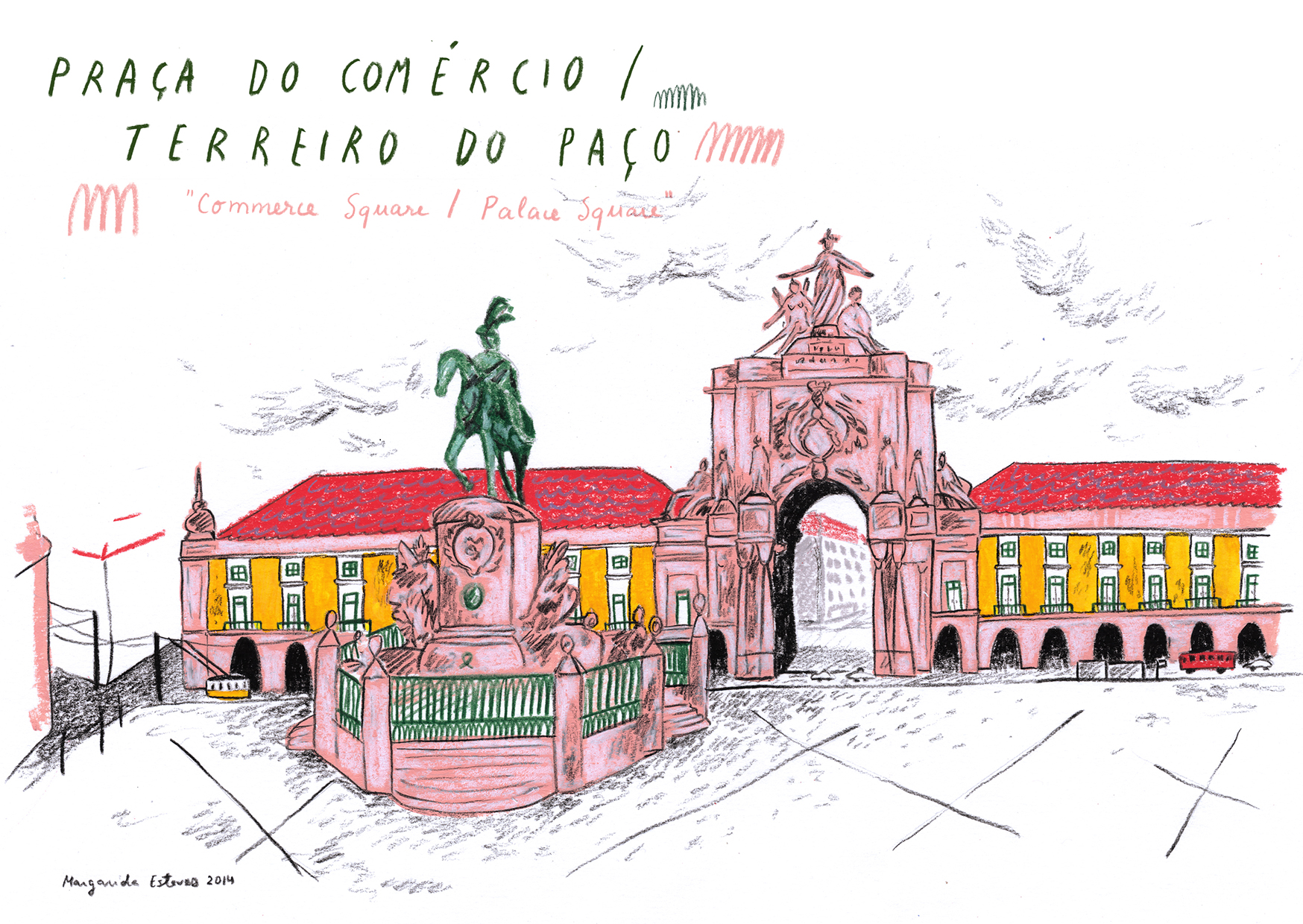 Commerce Square with a Statue in the middle