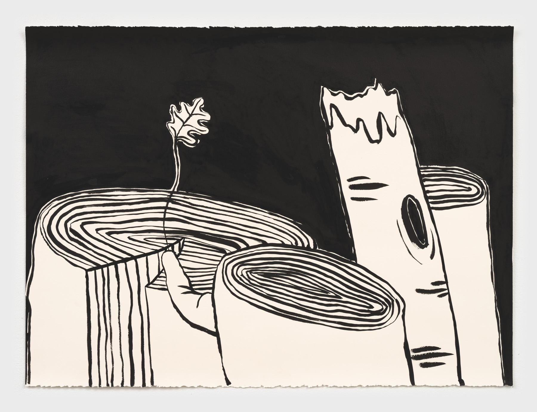 Contemplative Self Portrait, 2023, Sumi ink on paper, 24 x 19 in.