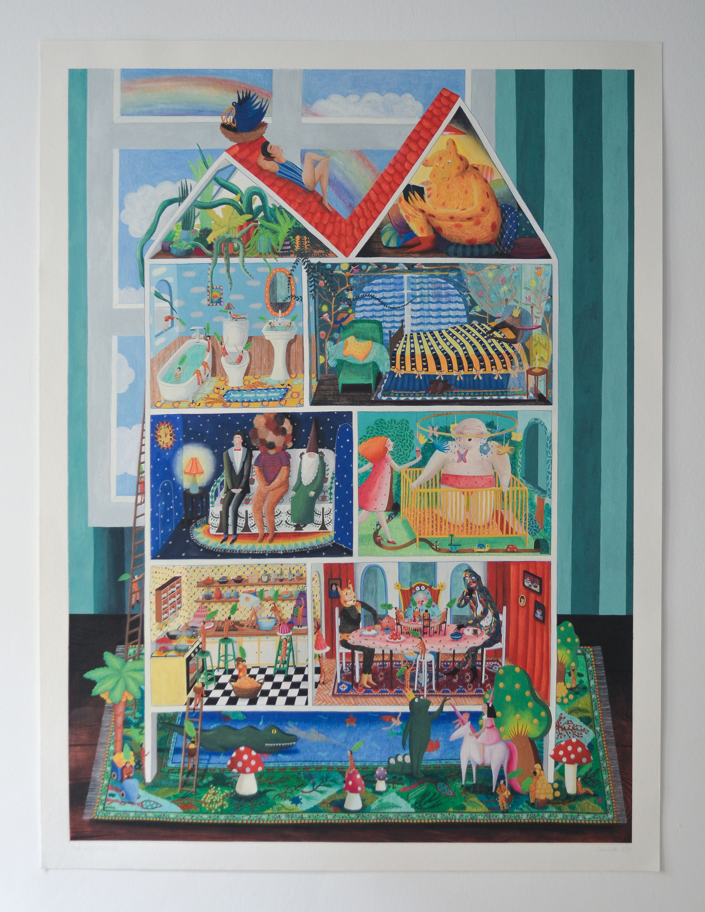 The Guest House (commission for artist David Chow), guache and pencil on paper, 66 x 88 cm