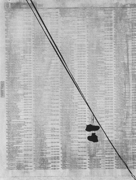 Purgatorio 10 (Shoes on a Wire), 11 x 8 1/2. Inkjet Print on Archival Xerograph.