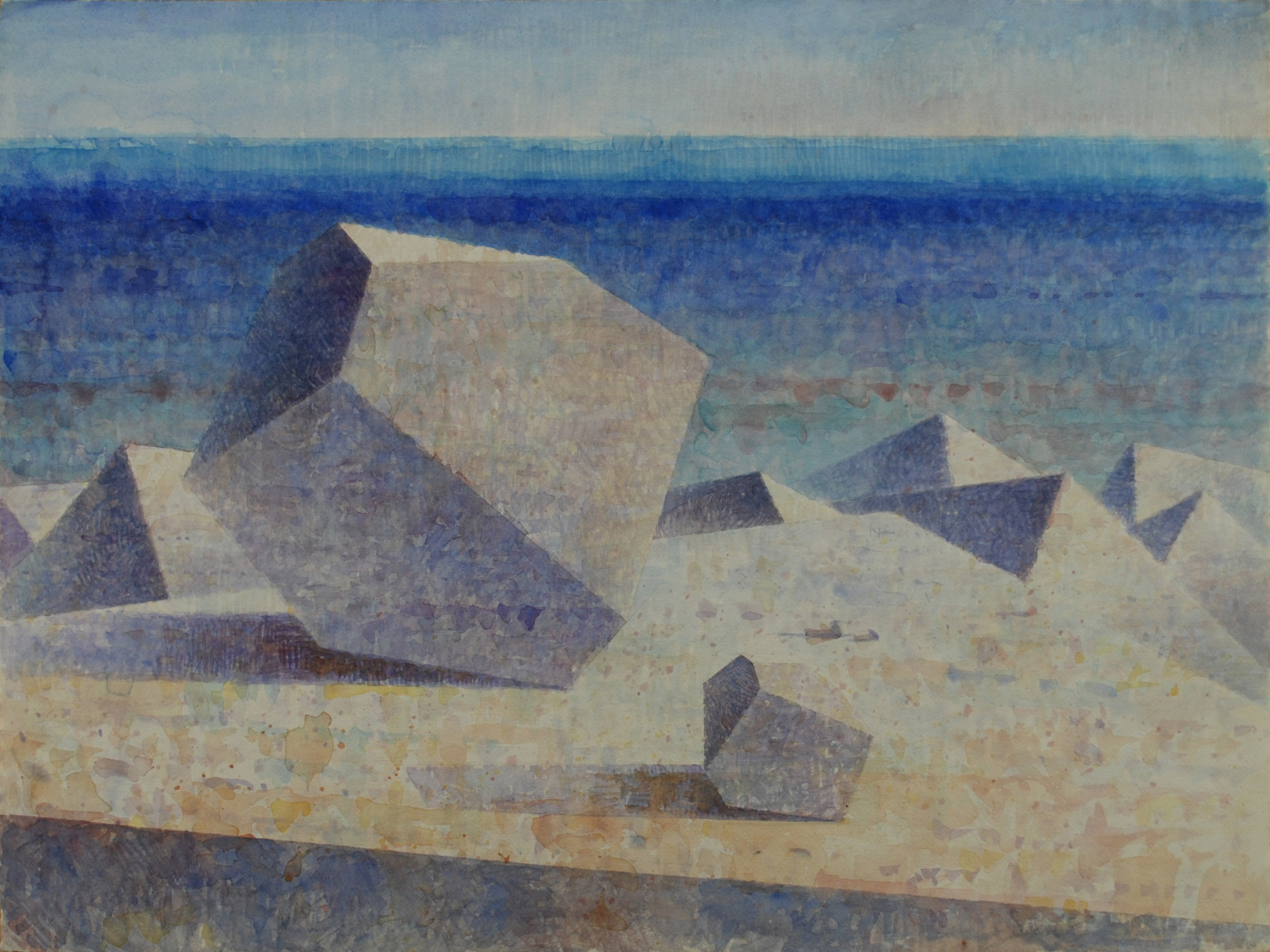 Geometrie nel mare, 2010, acquarello su carta intelata, cm 60x80