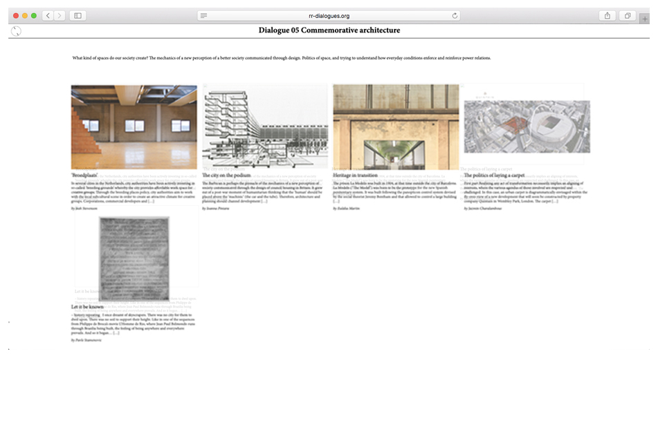 Dialogue between five contributions