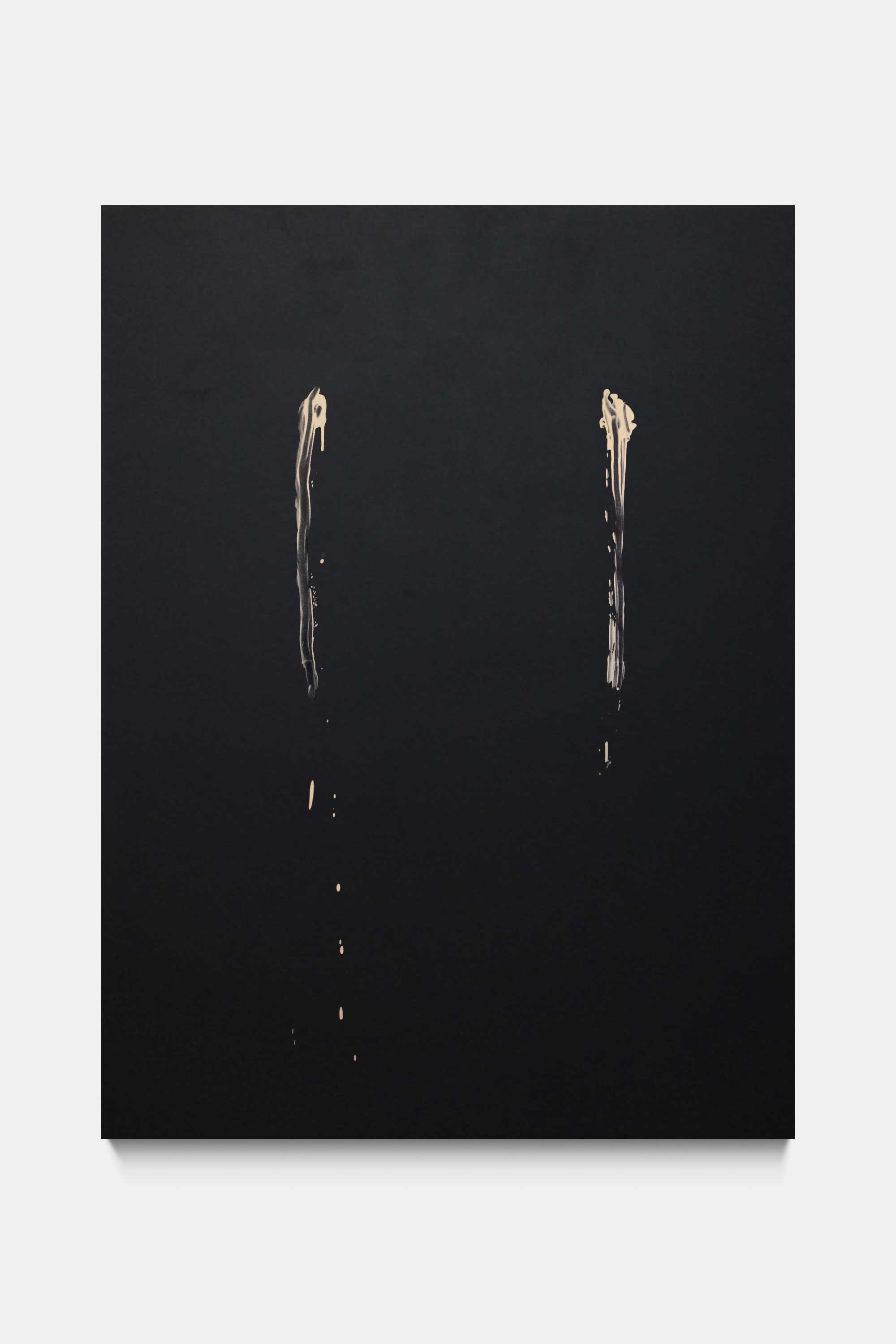 Left hand line, right hand line, 2017. Iron oxide and acrylic paint on canvas. 145&#160;×&#160;195&#160;cm.