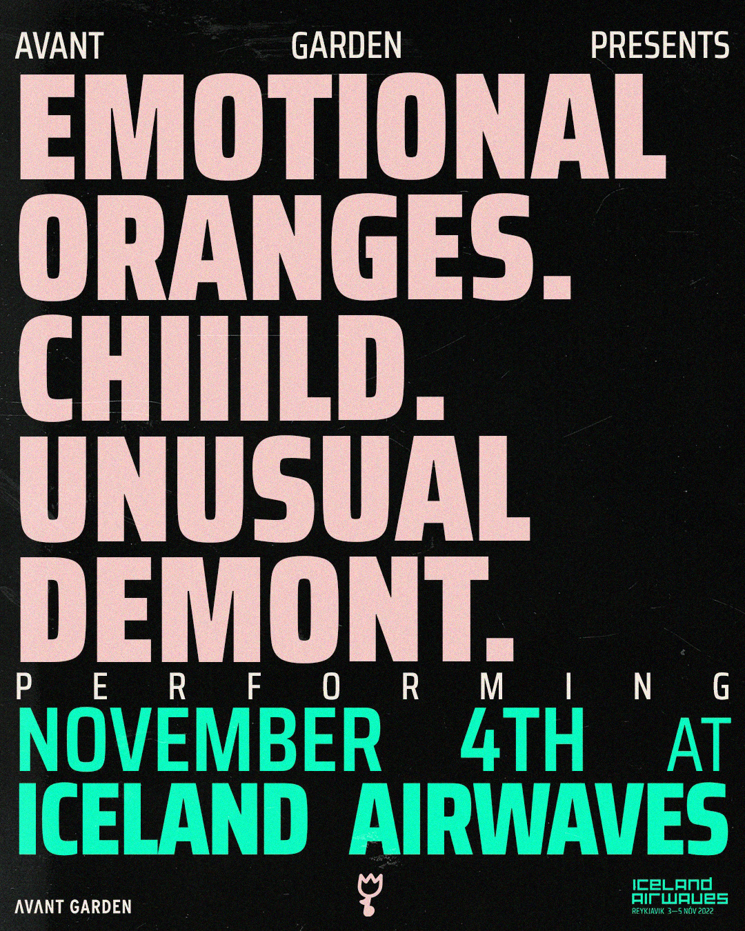 FESTIVAL FLYER FOR AVANT GARDEN X ICELAND AIRWAVES