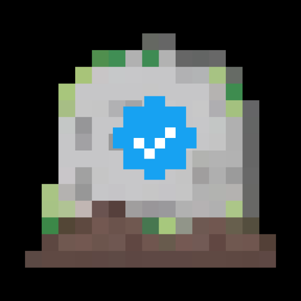Pixel art gravestone with twitter checkmark