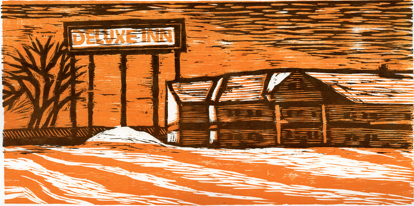 Hebron Ohio, two-layer woodcut