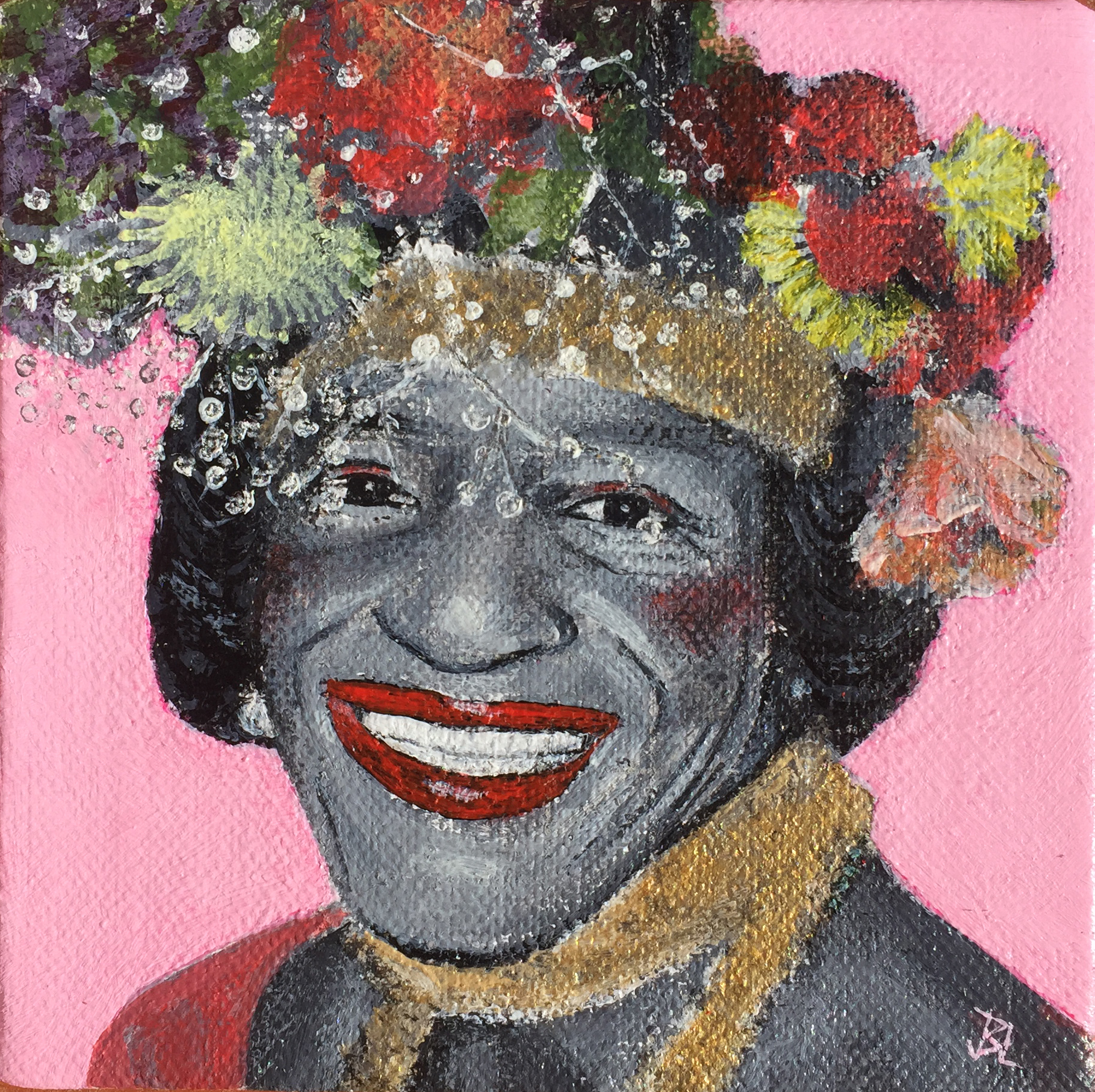 "MARSHA"10 x 10 cmAcrylic, pencil on canvas£175 (FRAMED) ︎