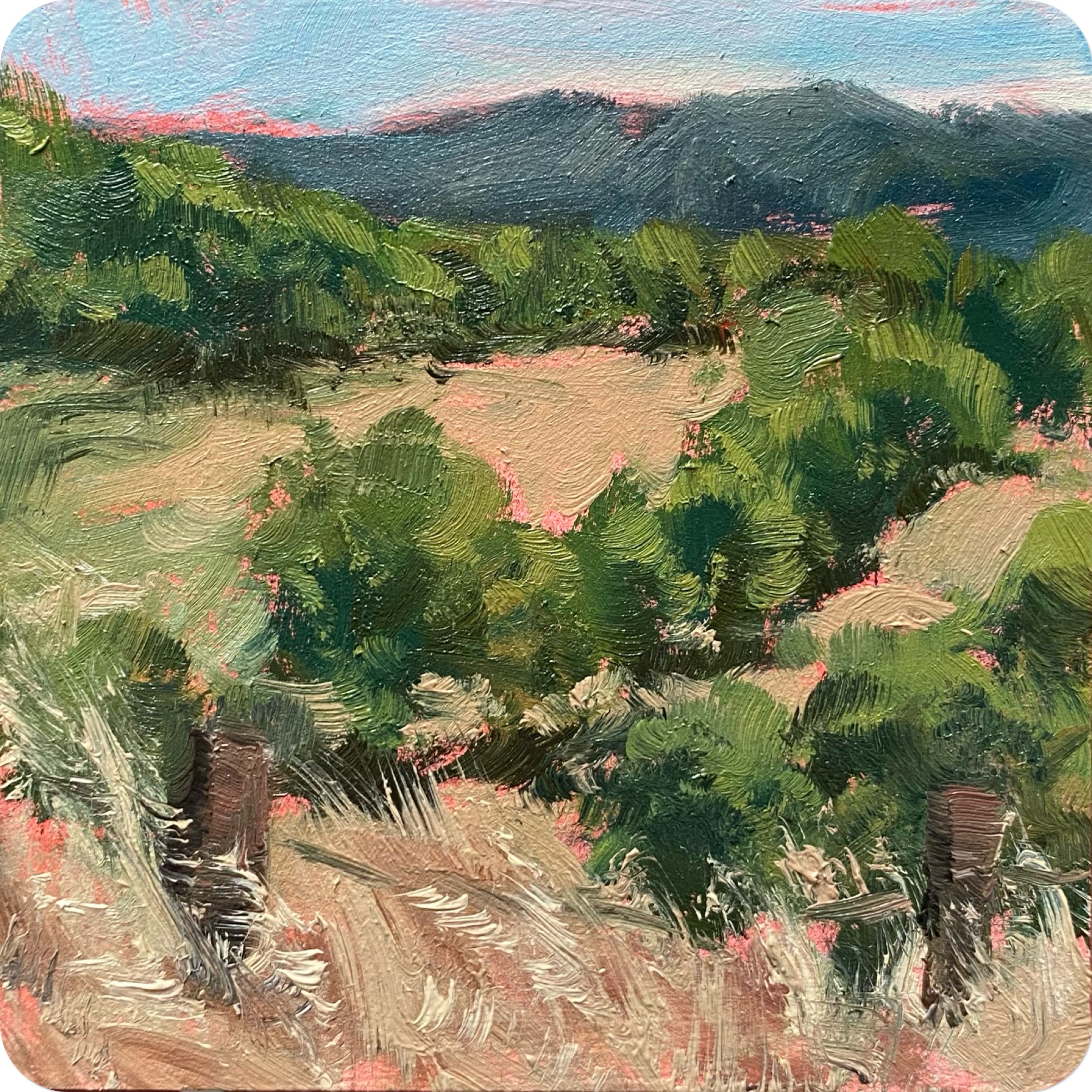 rolling, 202510 x 10 cm oil on MDF coaster