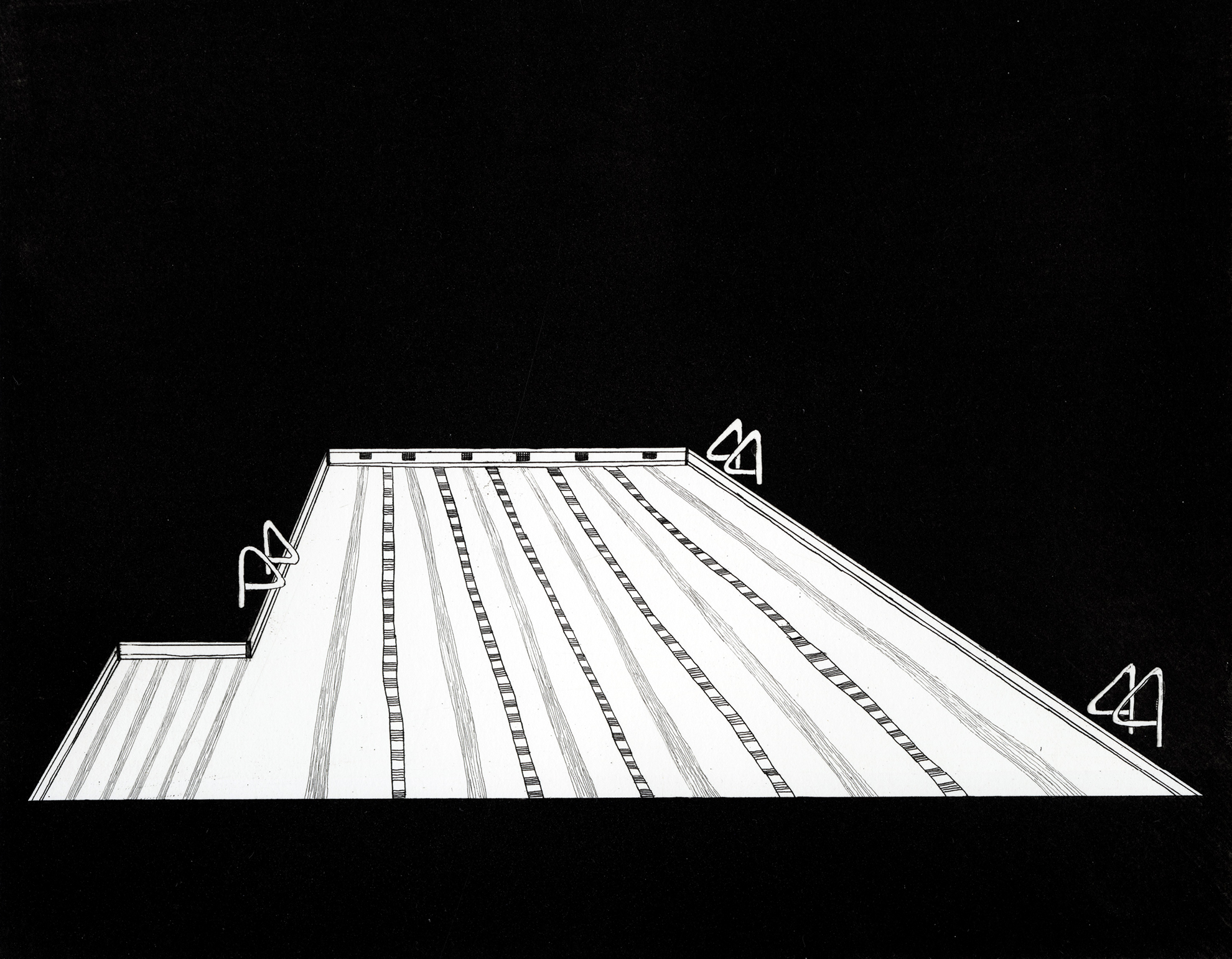 Night Pool, 2018. Etching, 8 x 10 inches