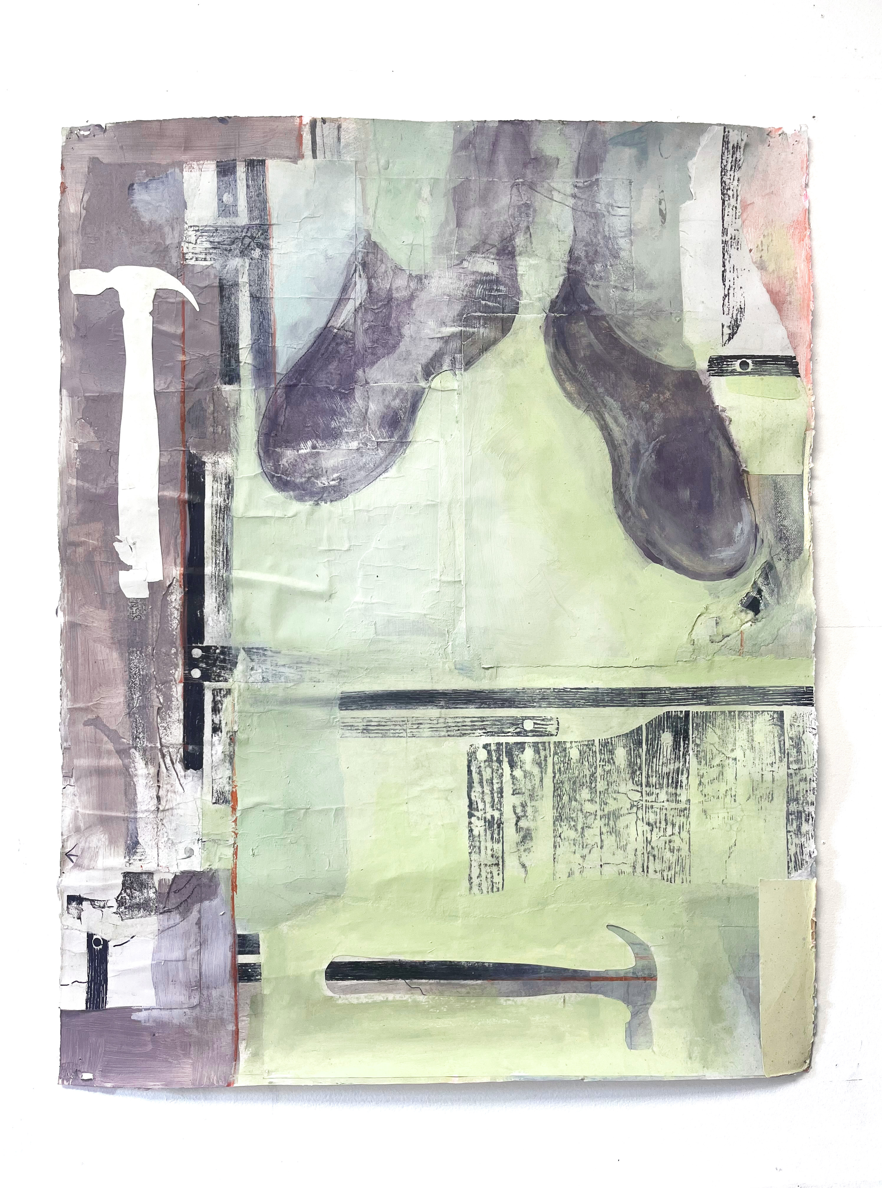 A Breaker's Anatomy III, Acrylic on Collaged Monoprint, 2024