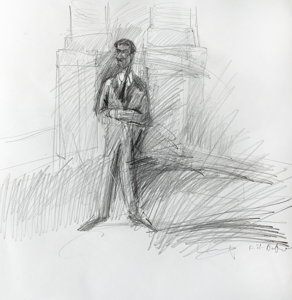 "Man in the city 8615". Pencil on paper , 2015, approx. 31 x 30 cm / 12.2 x .11.8 inches