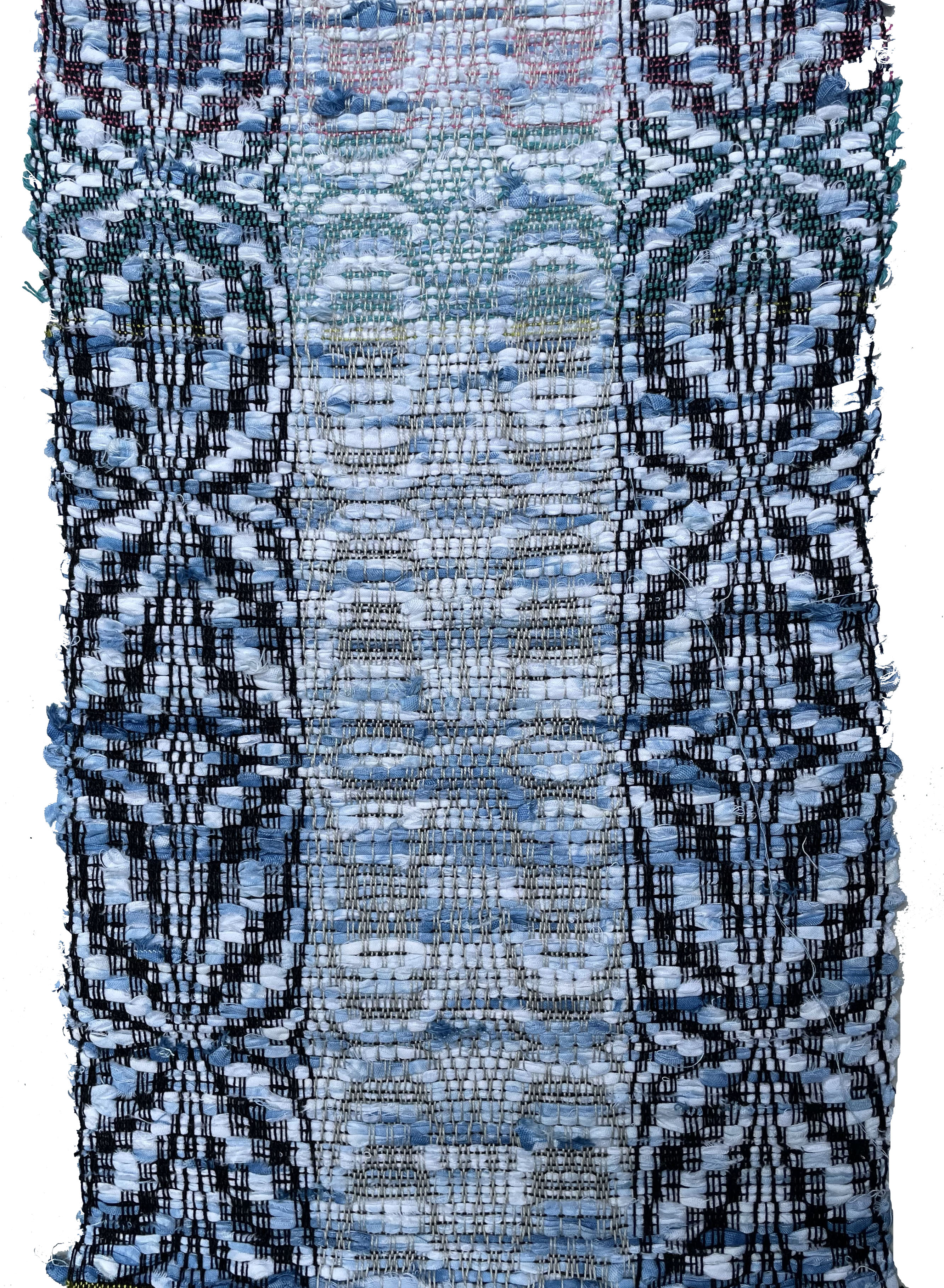 4 shaft overshot, indigo fabric scraps