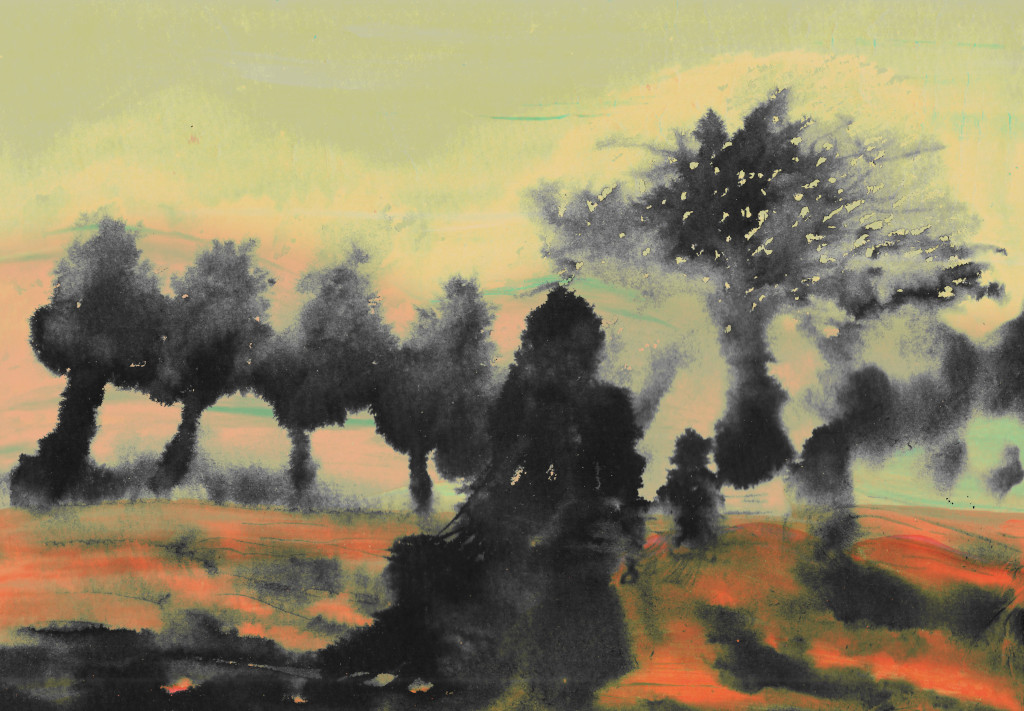 The walk, 2021, Ink on paper with digital coloring, 40x60cm