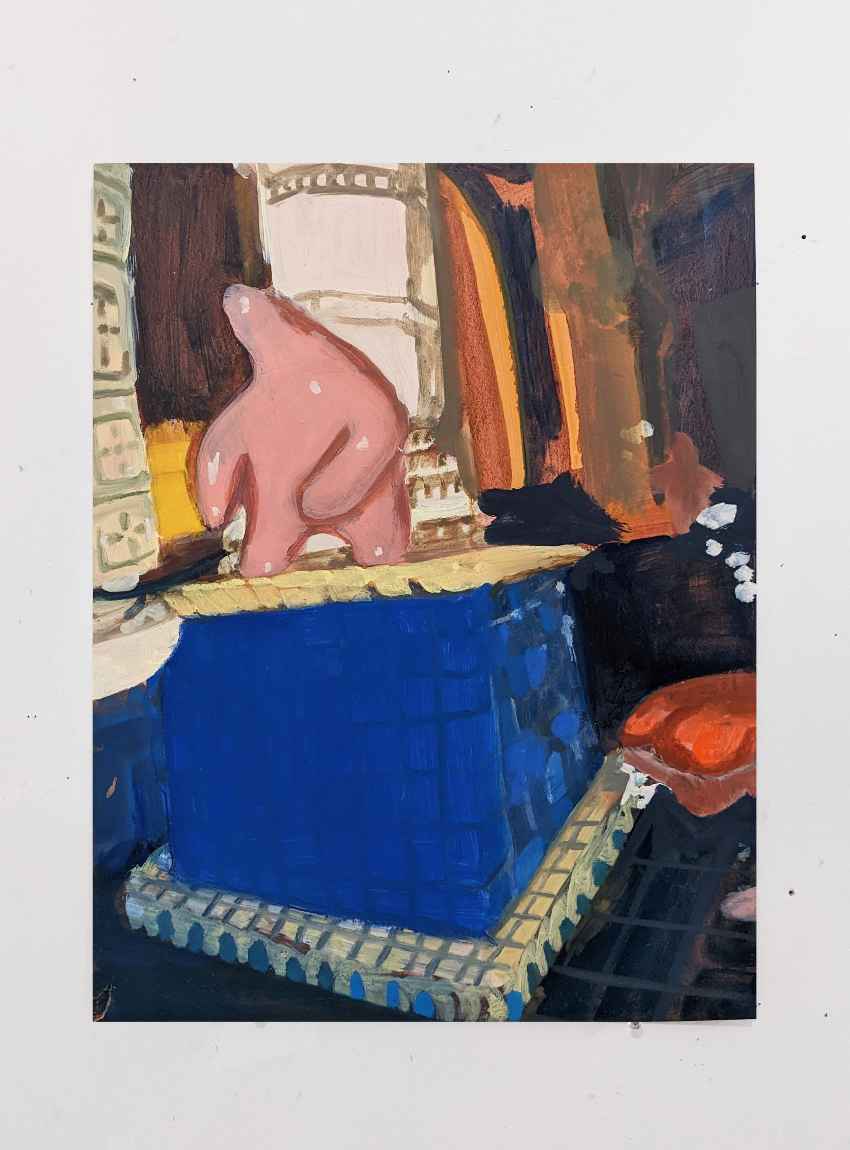 Solo Play Bebe, 2022. 14” x 18”. Oil on board.