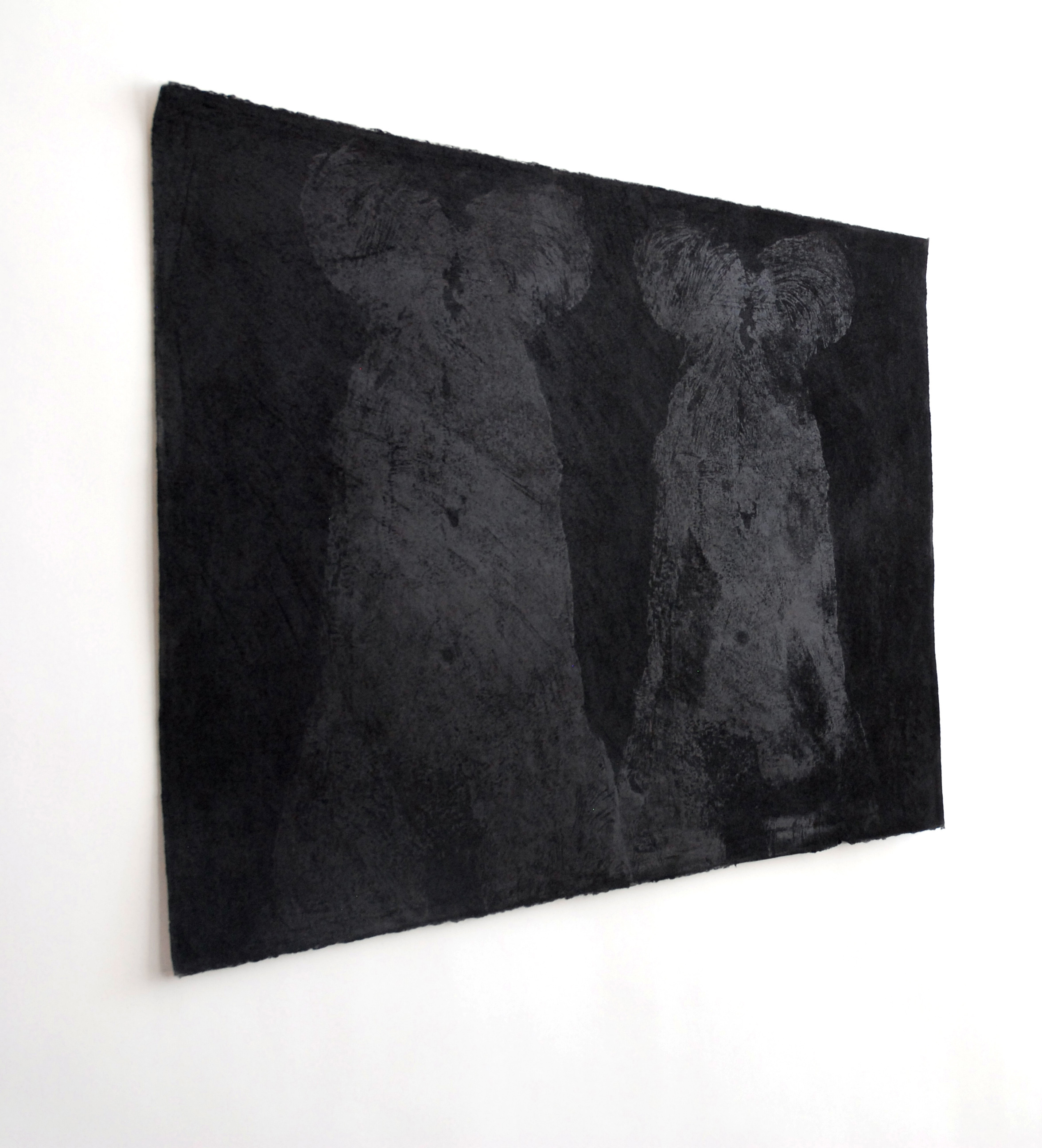 Torso III, 2014, mdf relief carving, charcoal on bfk reeves, 58 x 78 cm