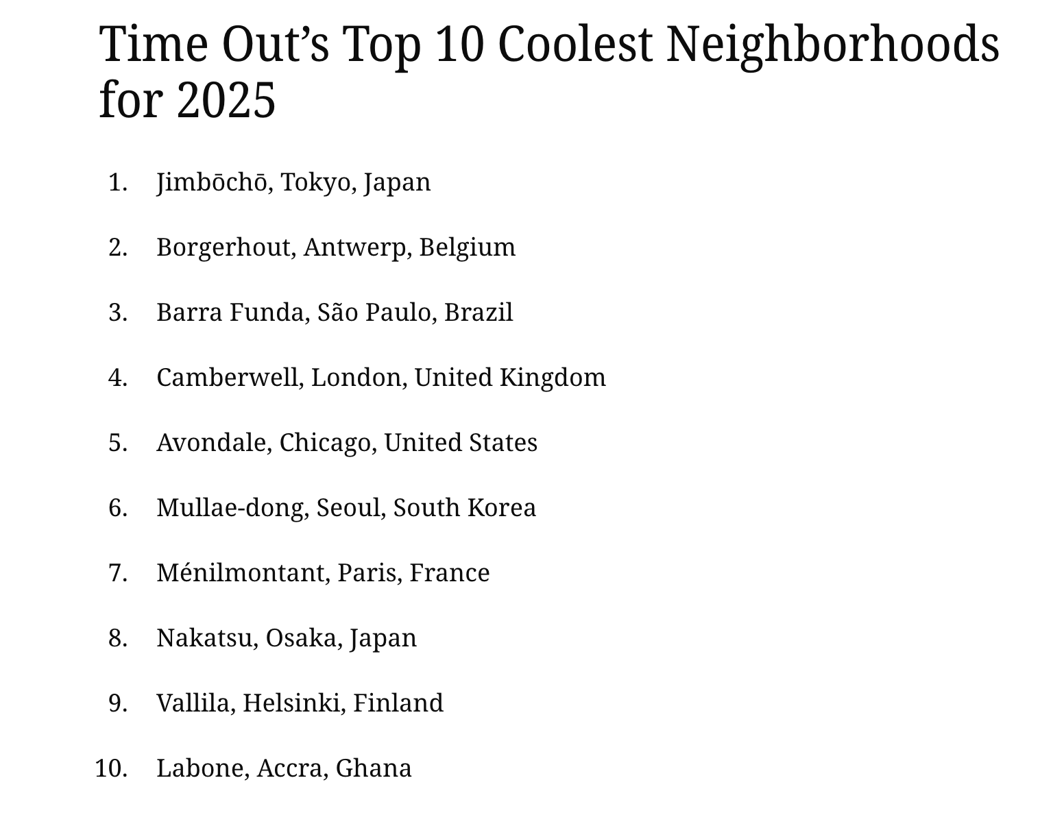 Time Out's Top 10 coolest neighborhoods for 2025: At number two on the list is Borgerhout, Antwerp, dubbed the Belgian city’s “creative heart.” Time Out spotlights Borgerhout’s great foodie spots and galleries galore — including lunch spot Café Josee and Pizza Gallery, which combines both art and food.