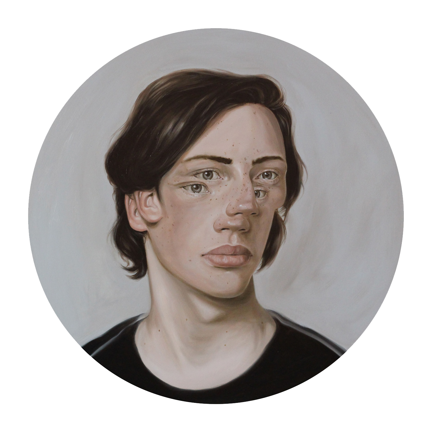 The Mute, Oil on Board, 406mm across, 2019