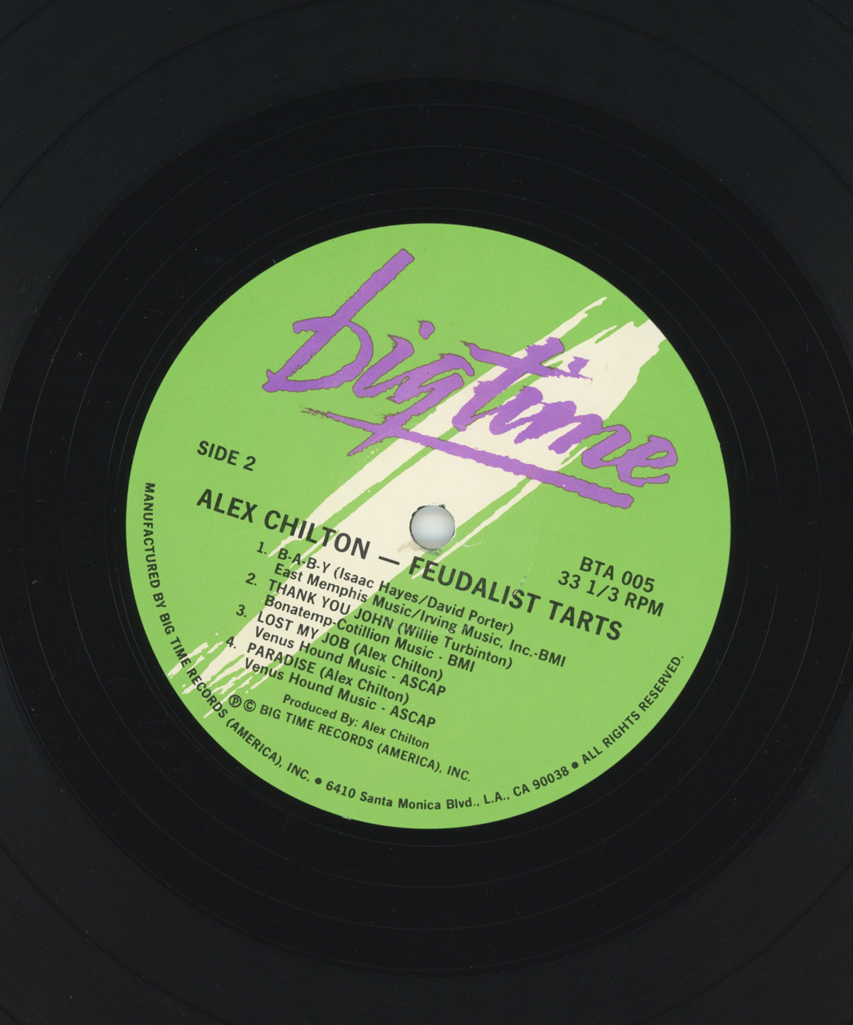 Feudalist Tarts by Alex Chilton vinyl label