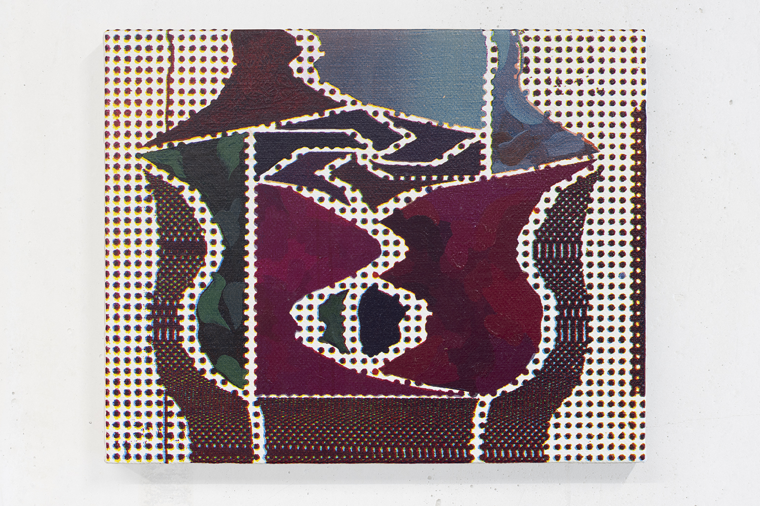 Small Aperture Flowers (magenta), 2023, Acrylic and screenprint on canvas mounted to panel, 8 x 10 in 