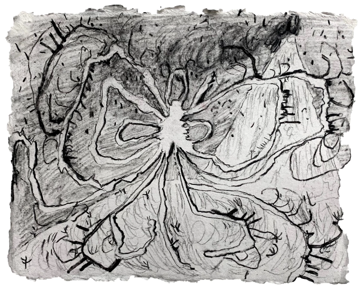 Ruby HenricksonEruption9x12"Charcoal on paper2022