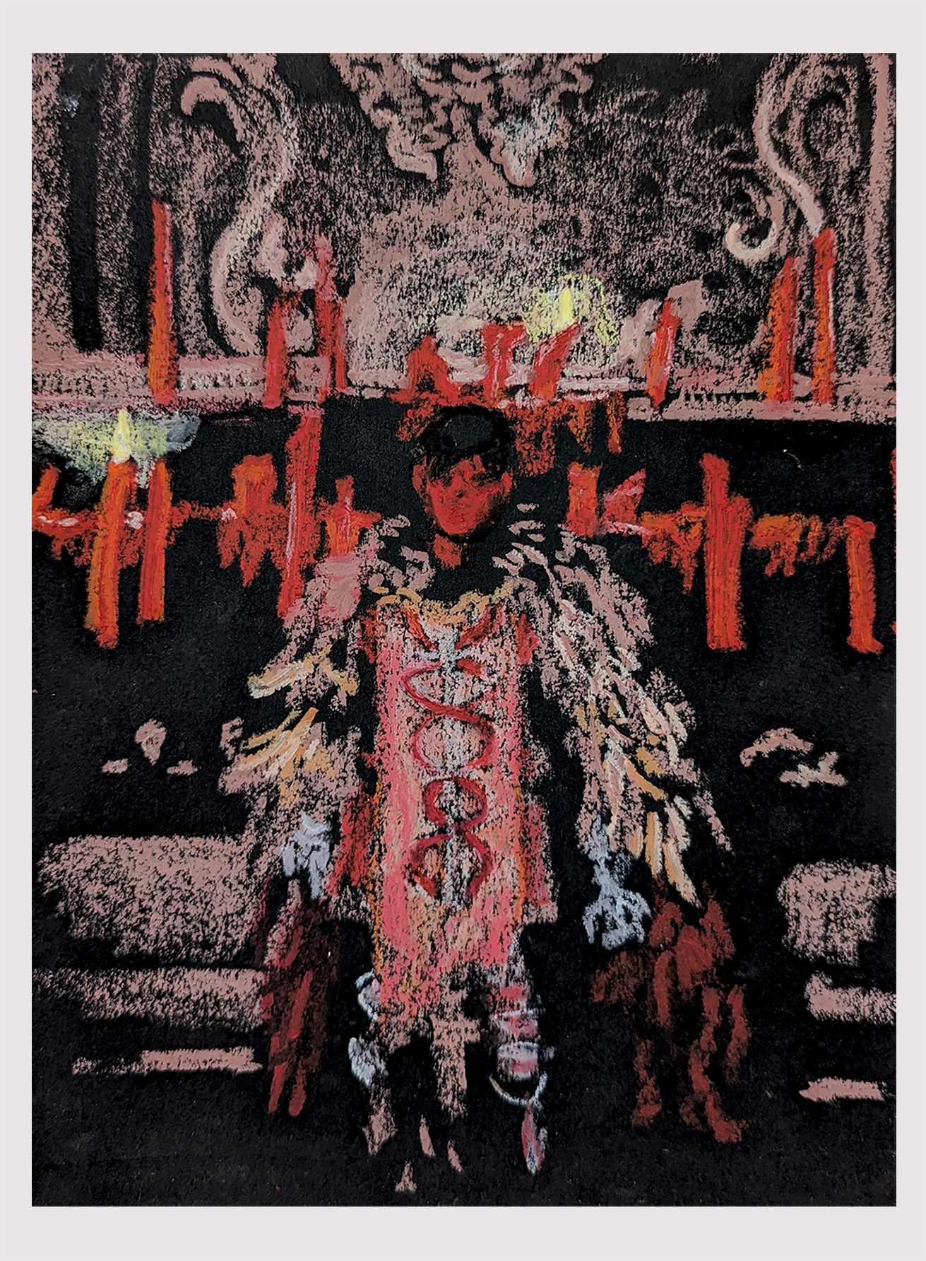 Volcano Manor, 2022. 10" x 13". Pastel on paper.