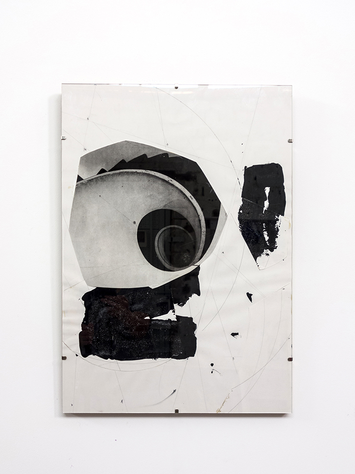 Stair-case (L), 2014, collage and oil paint, 48.9 x 66.7 cm