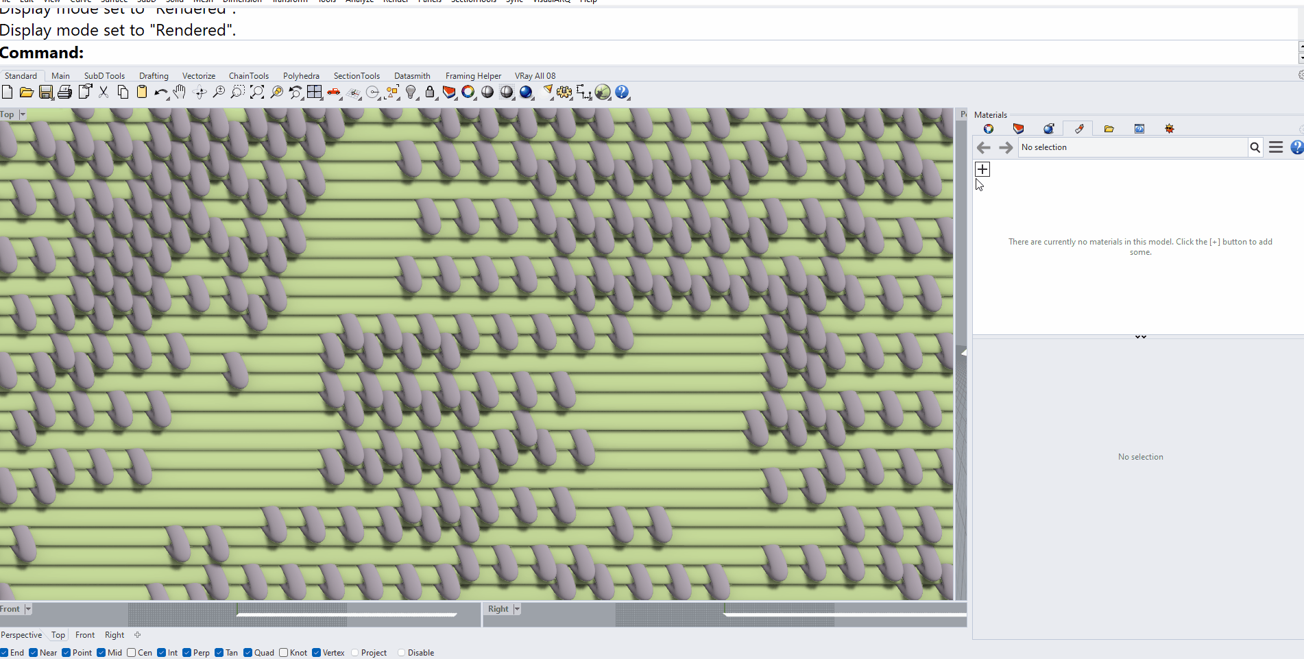 4. Create one or more custom materials with your images made in step d. You may decide to increase the resolution of the original image depending on the fineness of the weave. In Grasshopper, right click the "M" on the preview component to set the material. Do this to both previews.