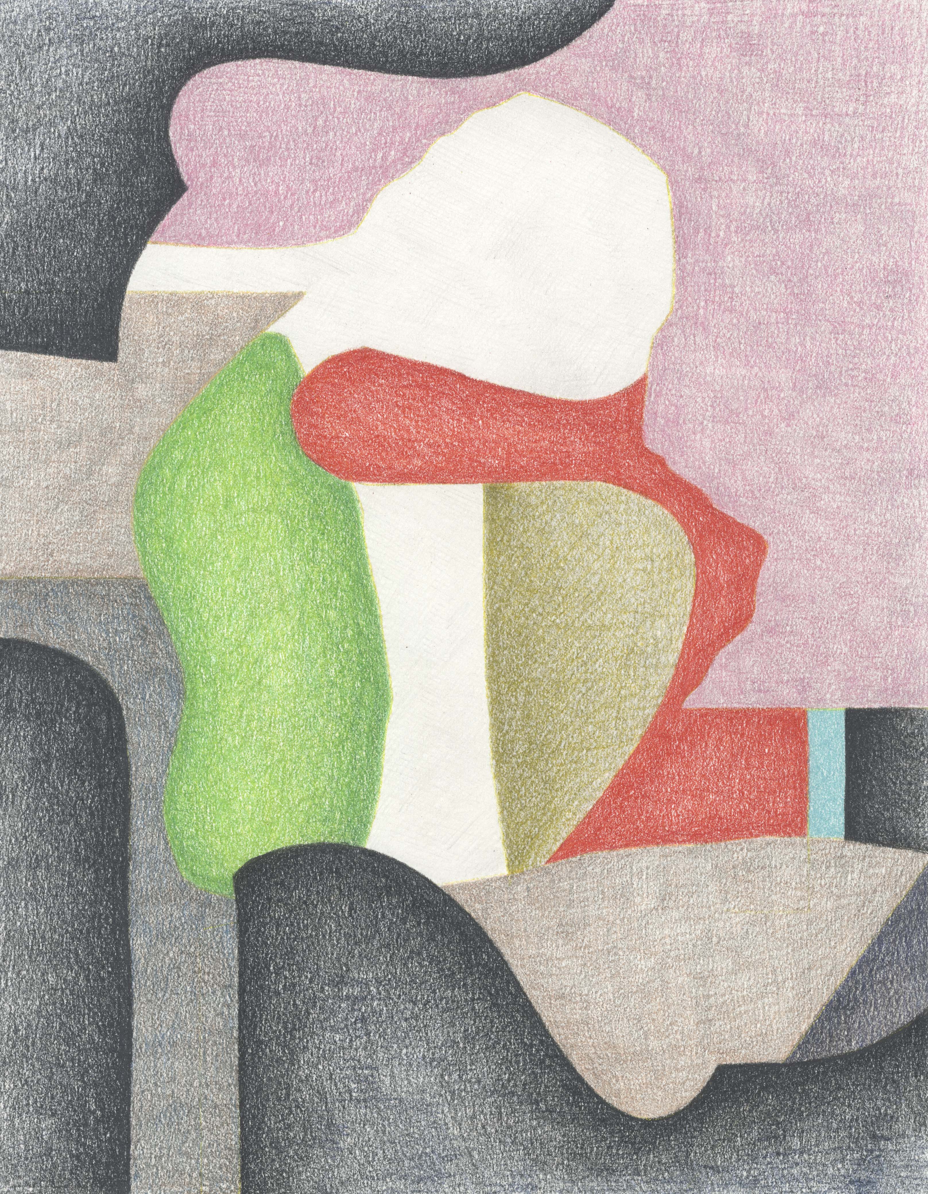 Perpetual Synchronicity, 2020, colored pencil and graphite on paper, 14 × 11". 