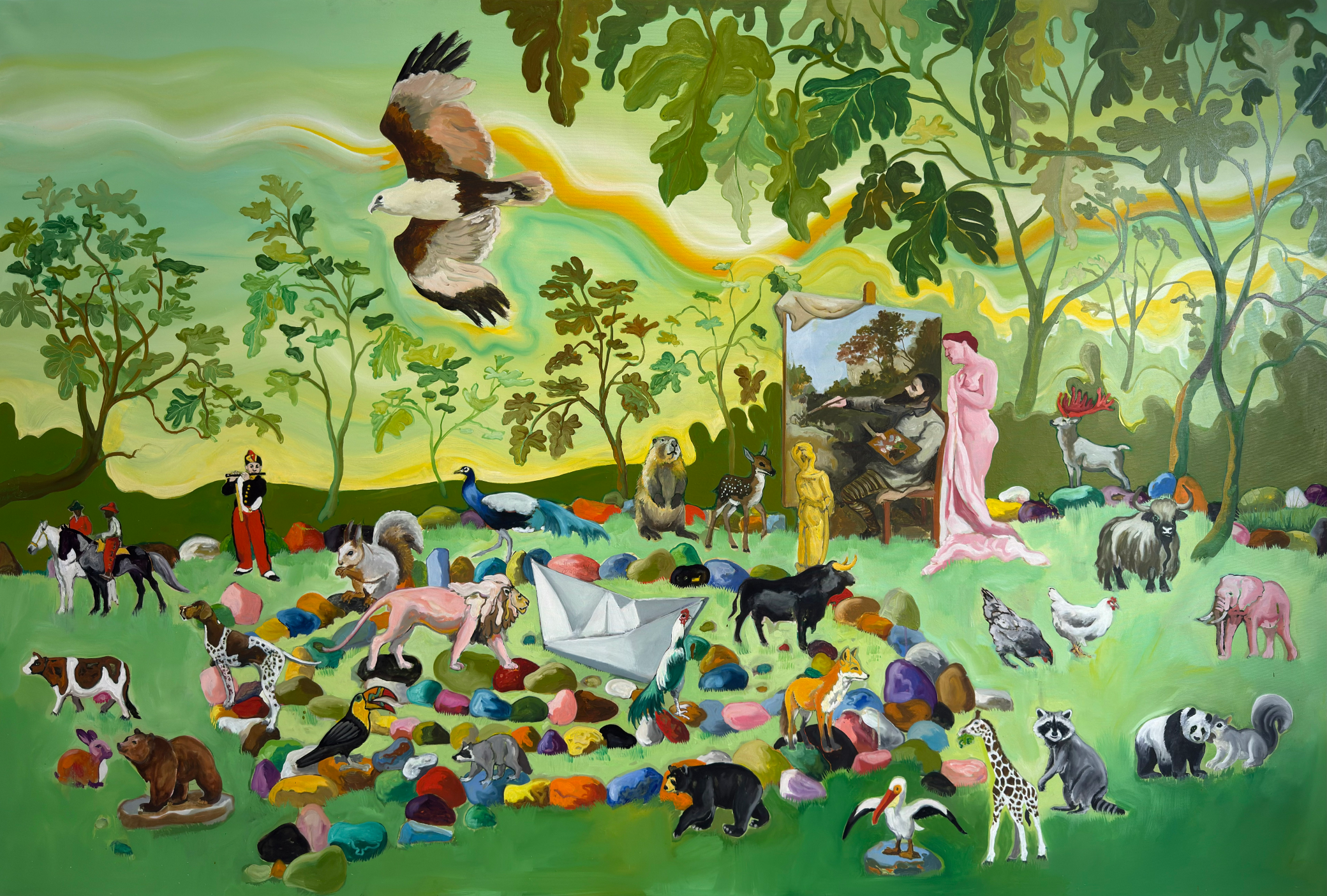 Nabil Saouabi, L'atelier à ciel ouvert, Huile sur toile, 200x130cm, 2025