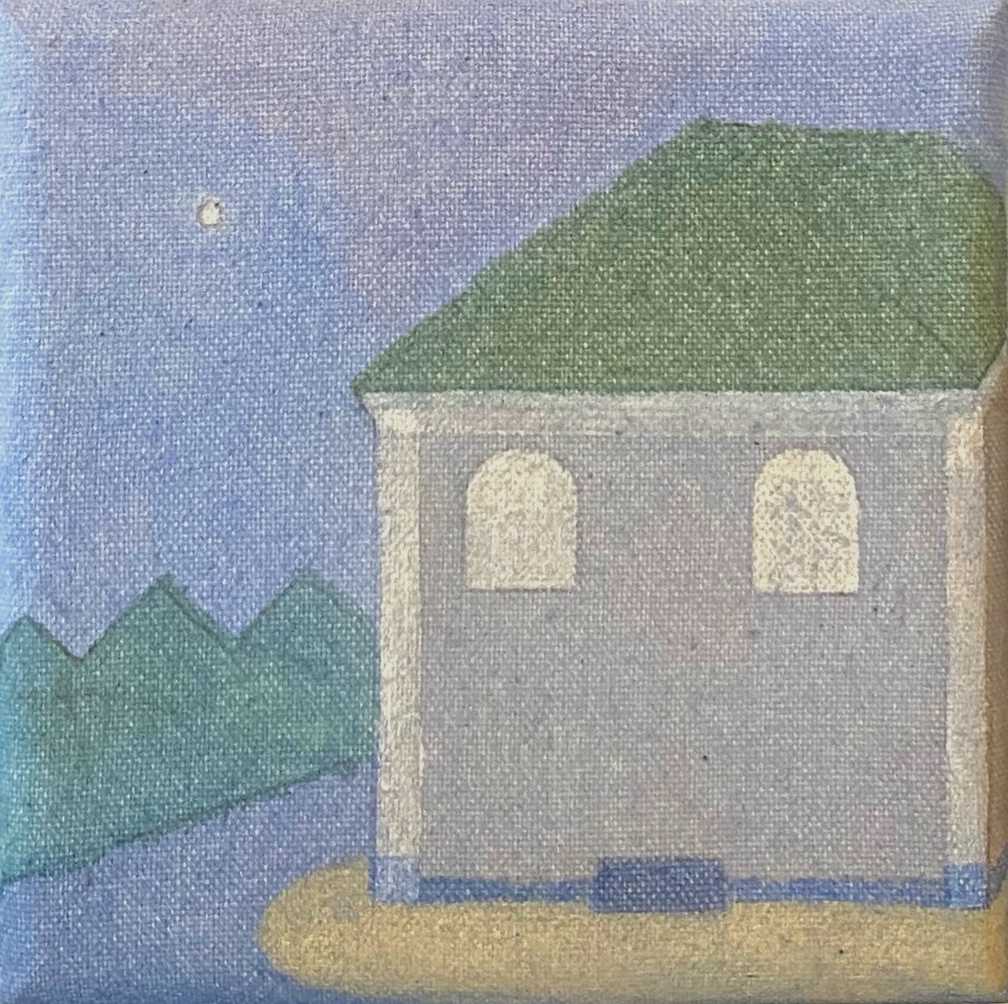 Evening stroll, Acrylic and pencil on canvas, 10x10cm, 2023