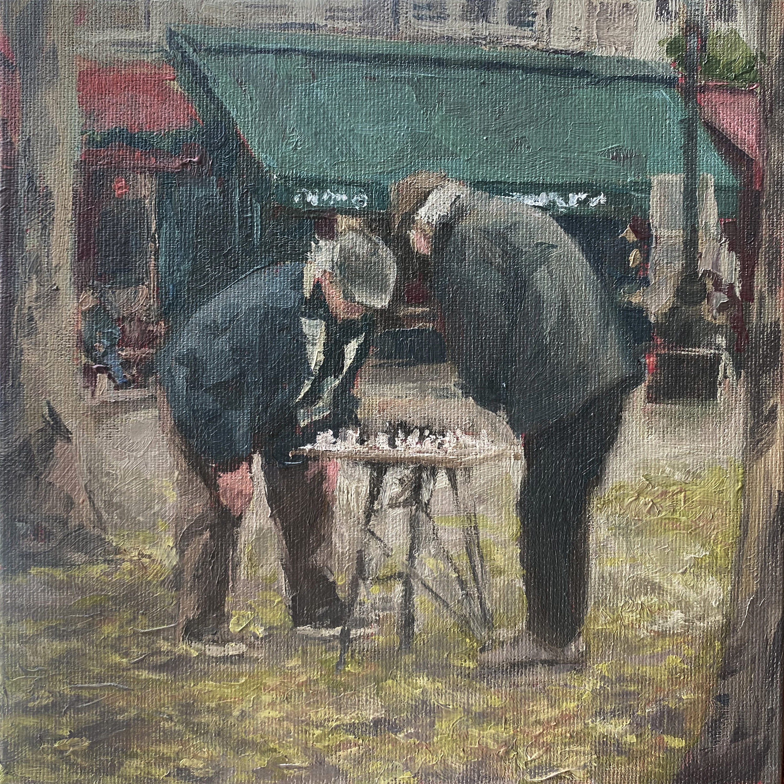 montmartre variation i- two moves ago, paris, 202520 x 20 cm oil on cotton panel