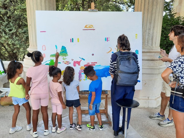 Susanne Strassmann Festival Marcel Longchamp Journées du patrimoine 2022, peinture participative in situ. Château de Servières et la Mairie du 4/5arrt de Marseille