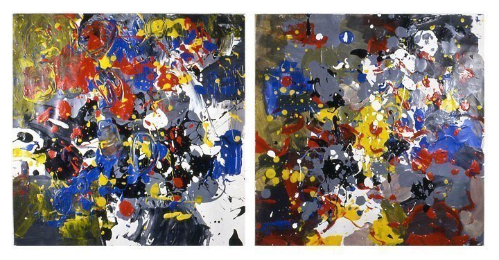 22” Square Pair 1 1997 acrylic on paper 22 x 44”