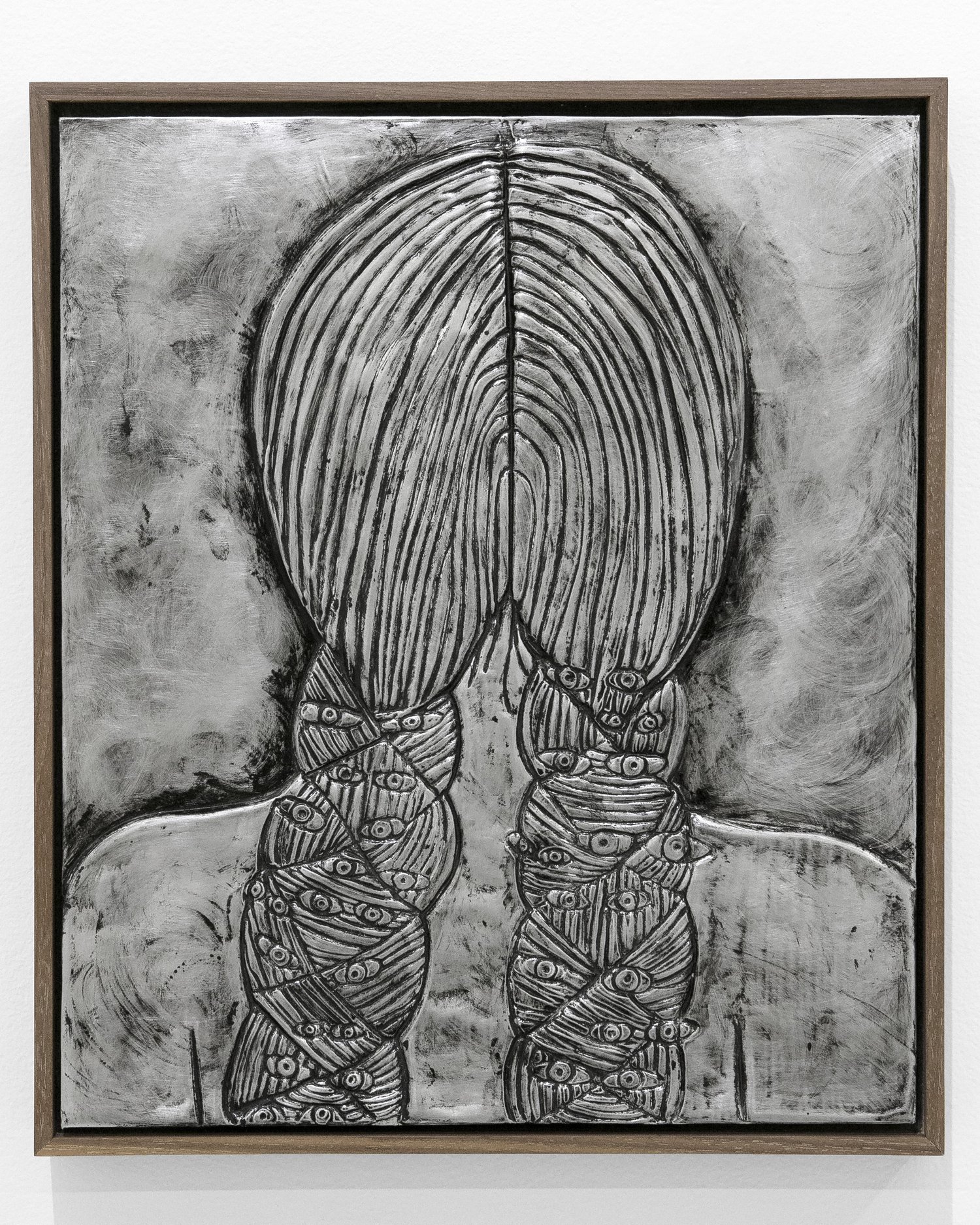 "La mirada avizora", aluminum, 14" x 12", 2021